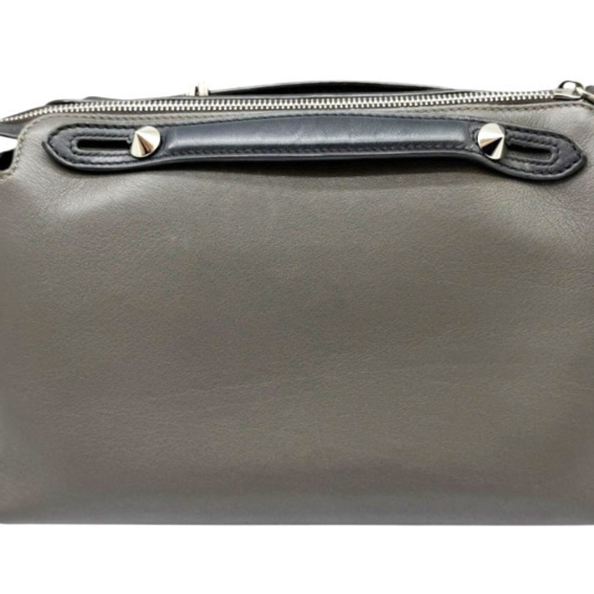 Fendi Black Gray Leather Handbag Shoulder Bag (Pre-Owned)