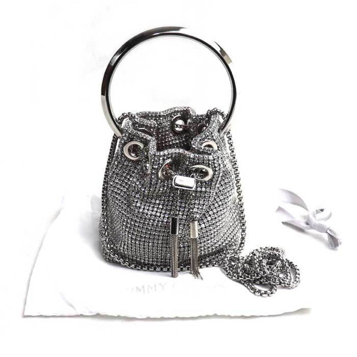 Jimmy Choo Silver Rhinestone Shoulder Bag (Pre-Owned)