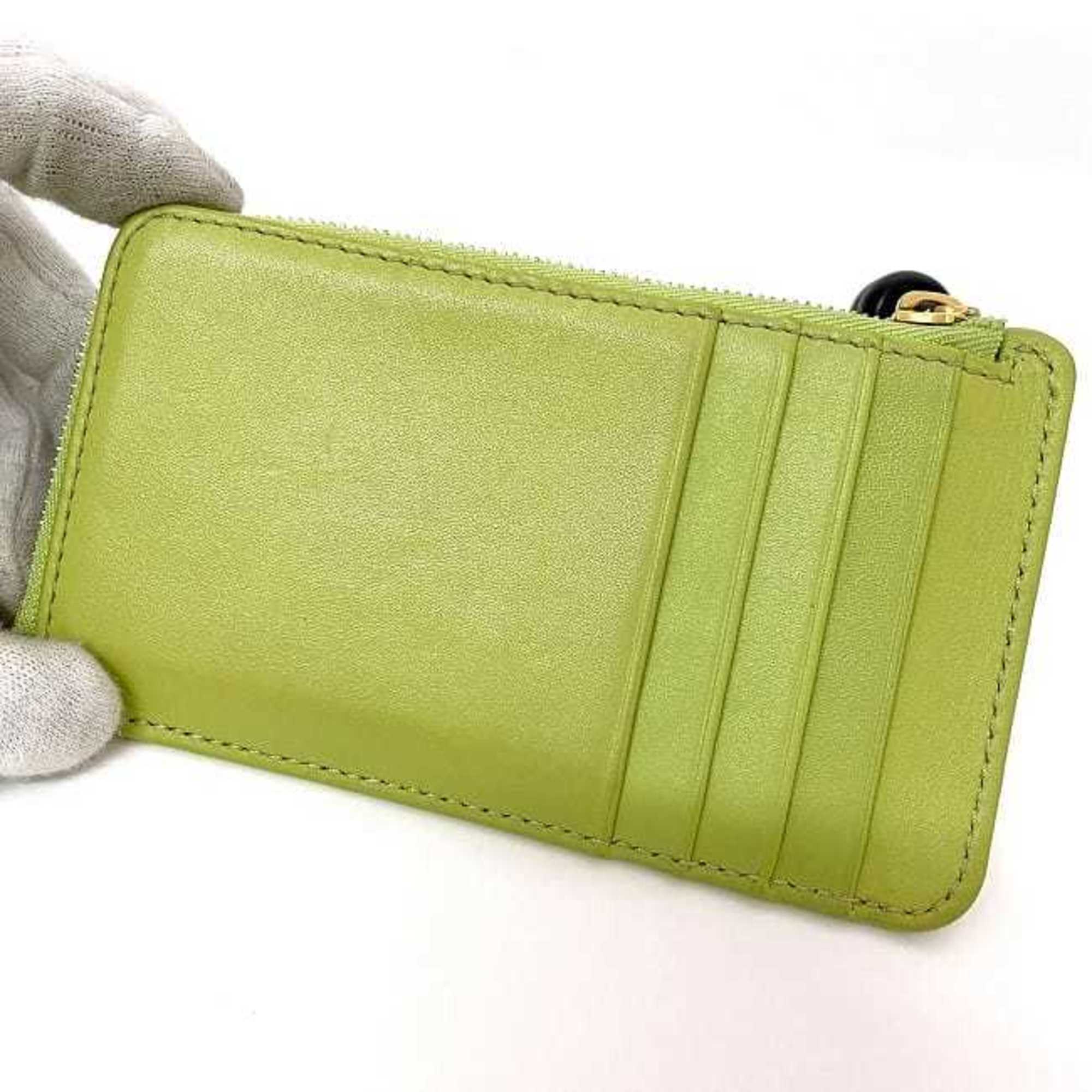 Loewe Black Light Green Leather Coin Purse/Coin Case (Pre-Owned)