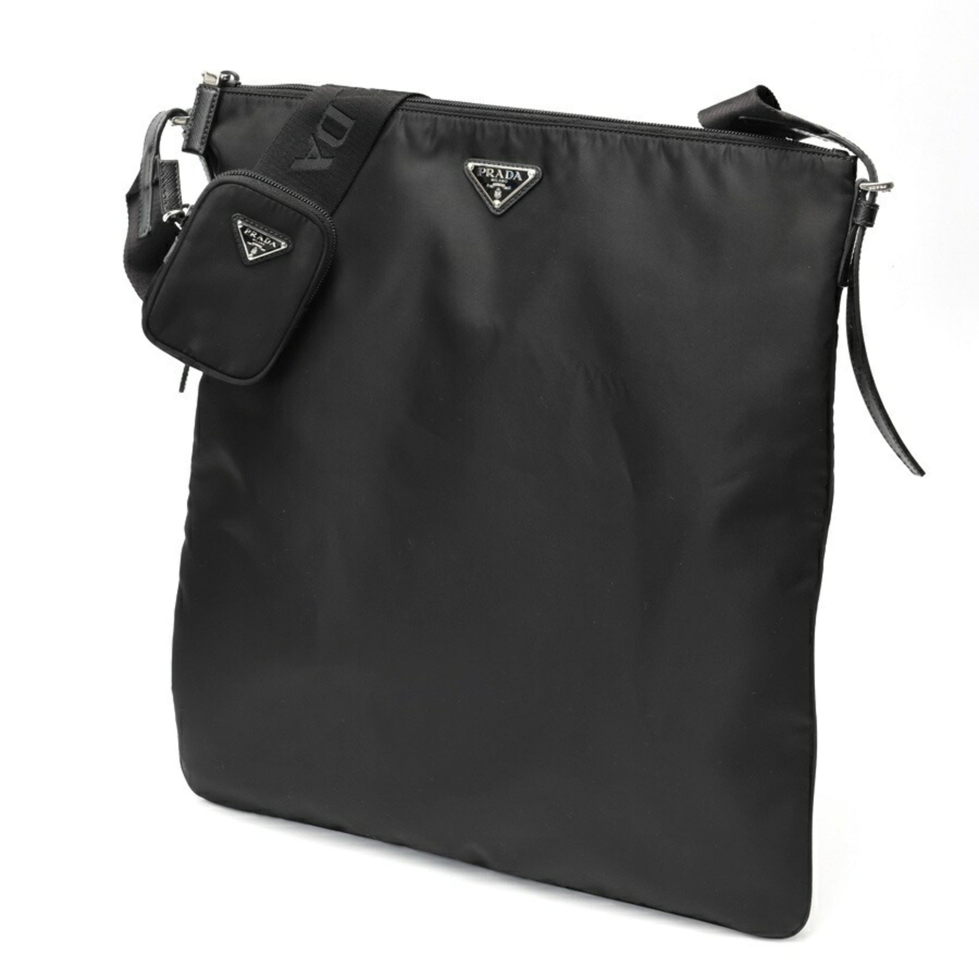 Prada Black Leather Pouch Shoulder Bag (Pre-Owned)