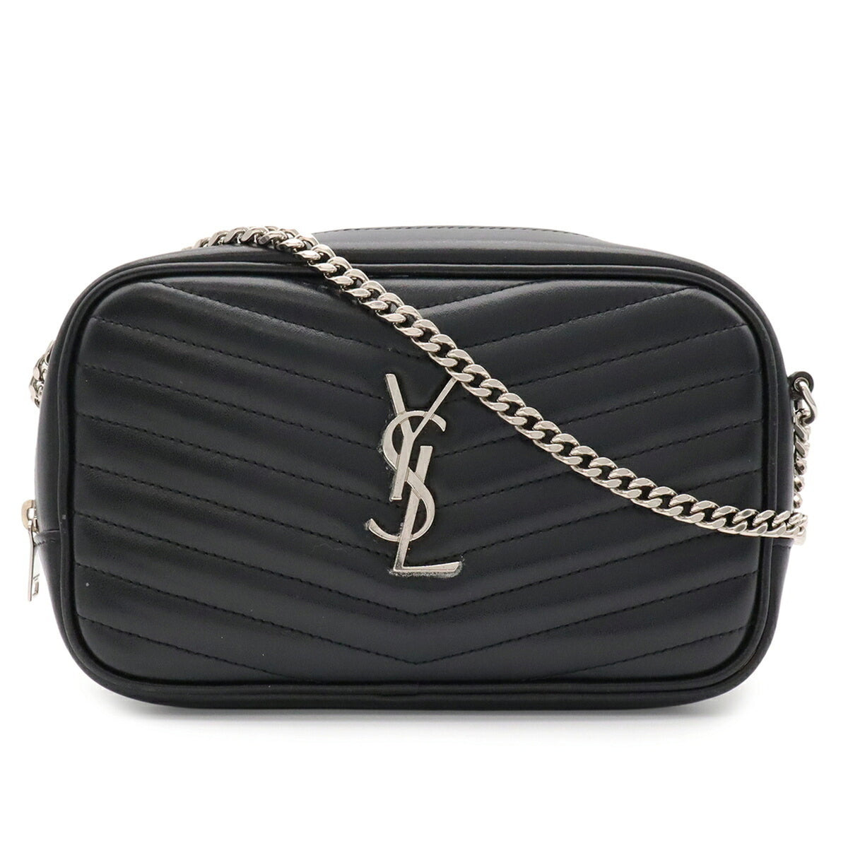 Yves Saint Laurent Black White Leather Shoulder Bag (Pre-Owned)