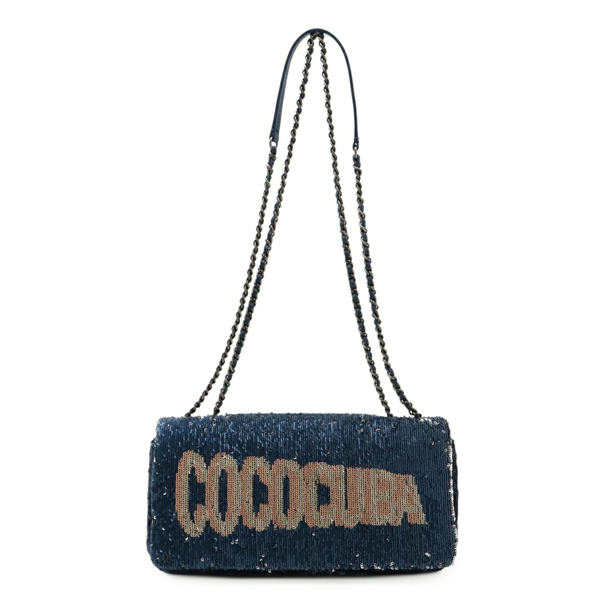 Chanel Blue Spangles Leather Shoulder Bag (Pre-Owned)