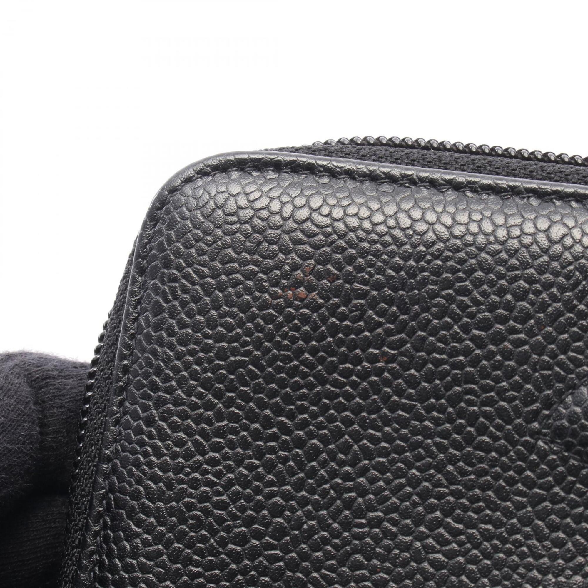Chanel Black Grained Calfskin Long Wallet (Bi-Fold) (Pre-Owned)