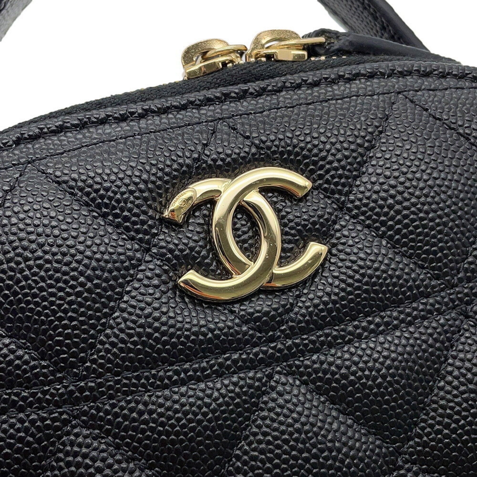 Chanel Matelasse Black Grained Calfskin Handbag Shoulder Bag (Pre-Owned)