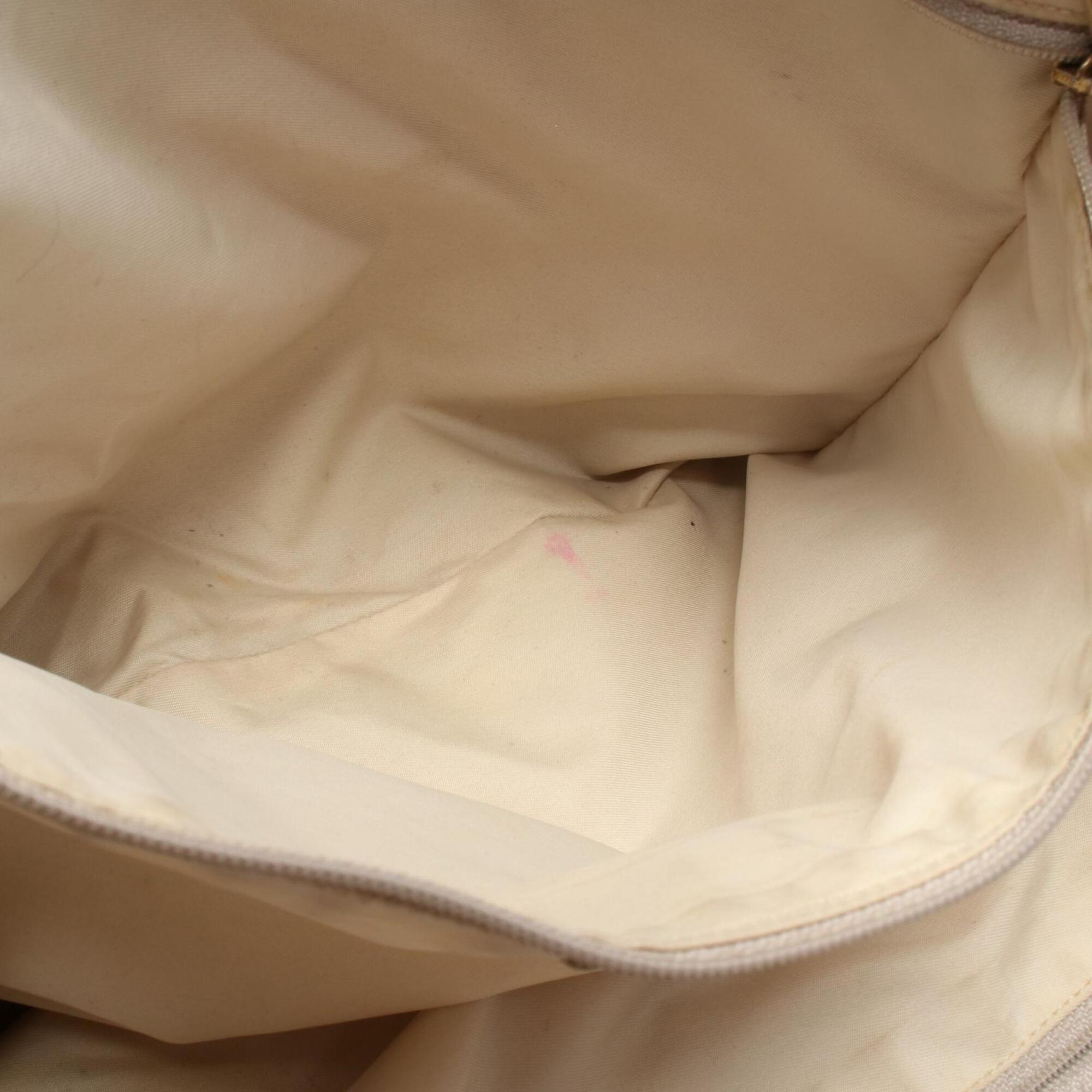 Chanel Beige Leather Nylon Canvas Handbag Tote Bag (Pre-Owned)