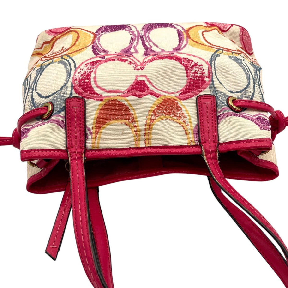 Coach Multi-Color Pink Canvas Patent Leather Handbag Tote Bag (Pre-Owned)