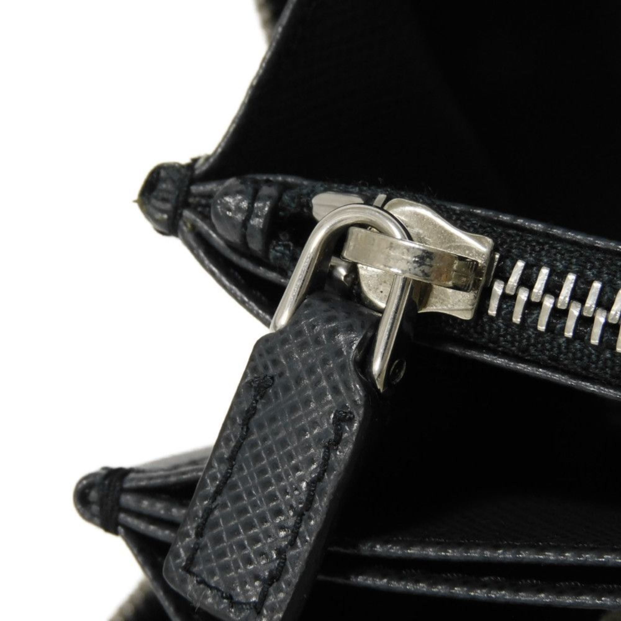 Prada Saffiano Navy Leather Long Wallet (Bi-Fold) (Pre-Owned)