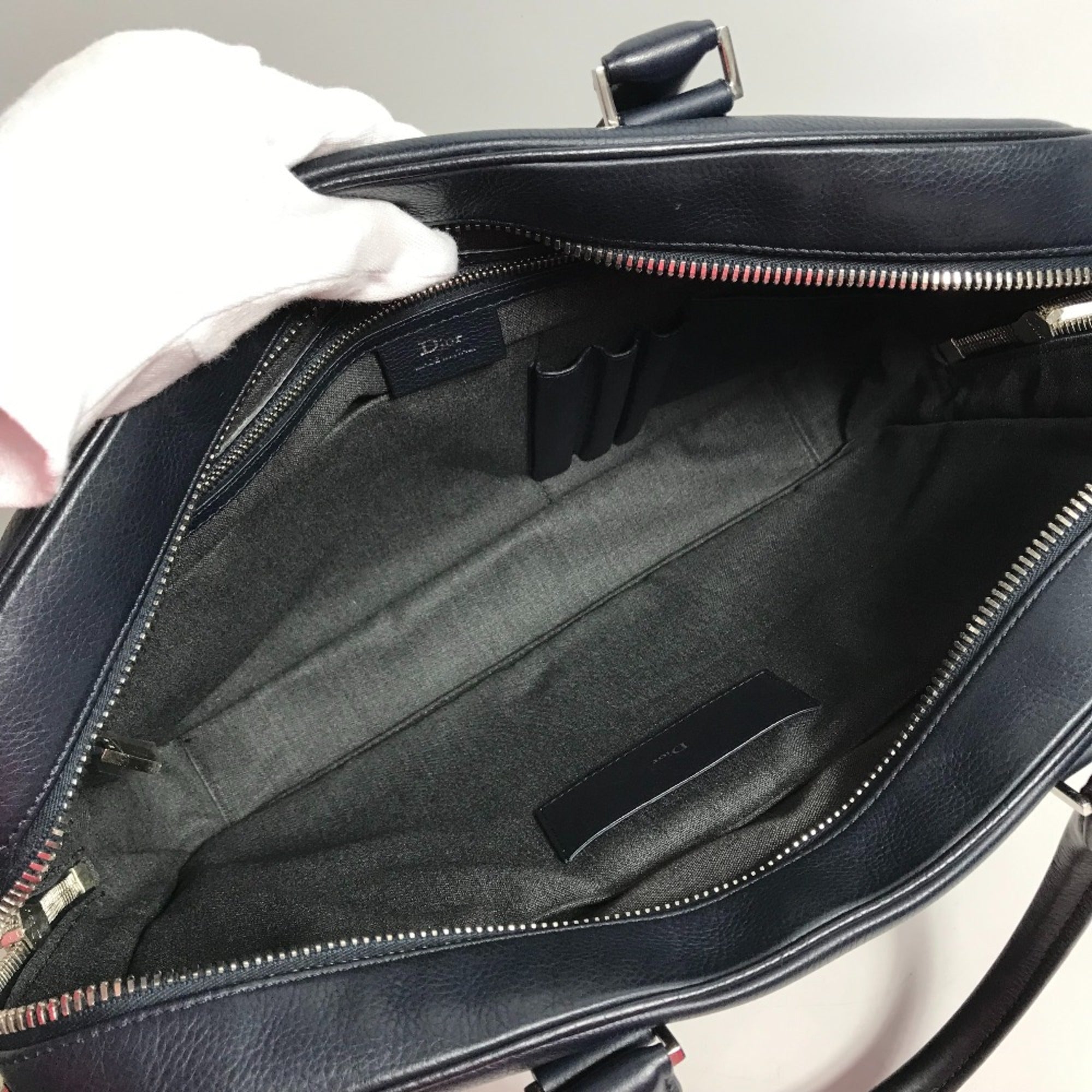 Dior Homme Navy Leather Briefcase (Pre-Owned)
