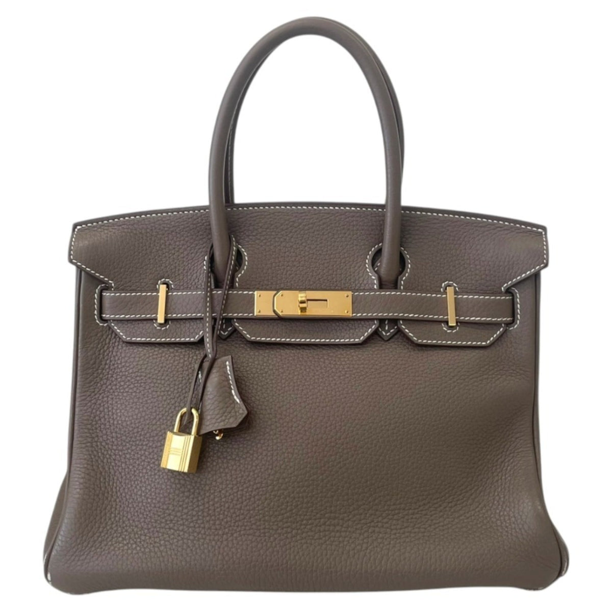 Hermes Birkin Etoupe Gray Grayish Taurillon Clemence Leather Handbag (Pre-Owned)