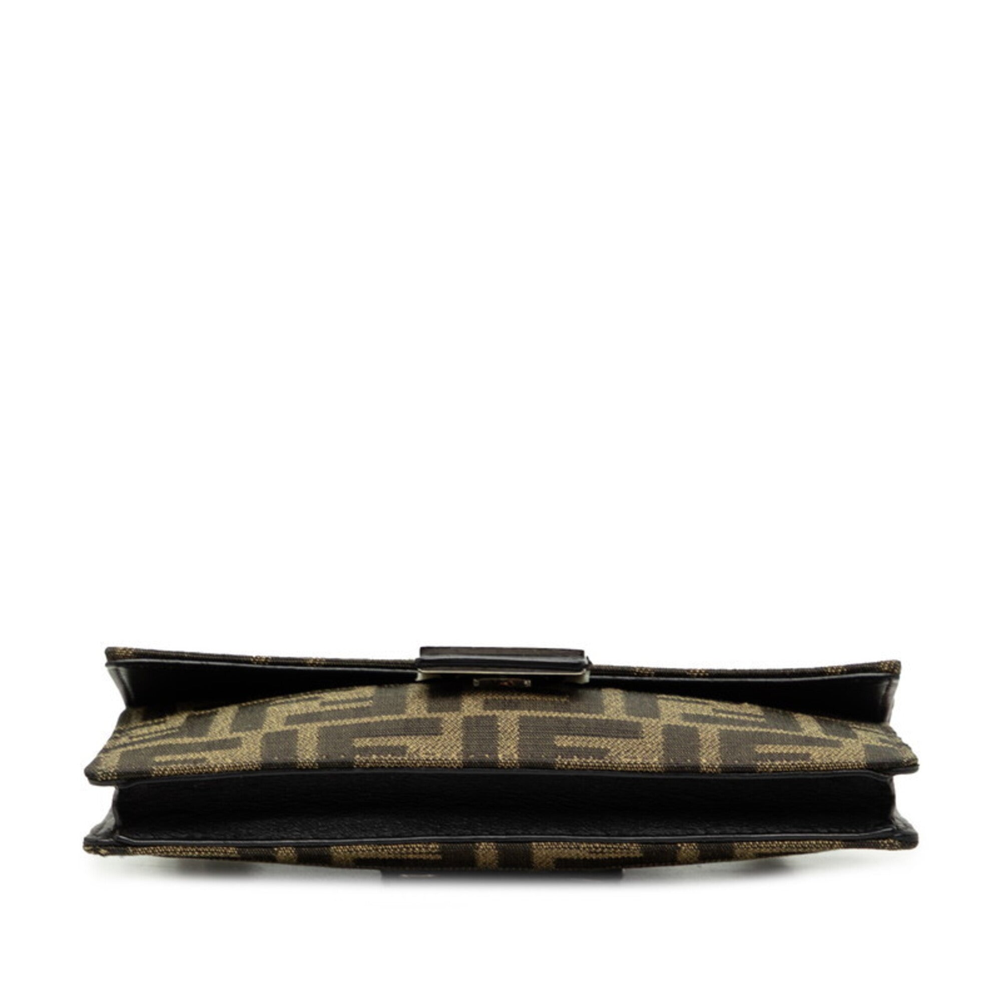 Fendi Black Brown Canvas Leather Shoulder Bag (Pre-Owned)