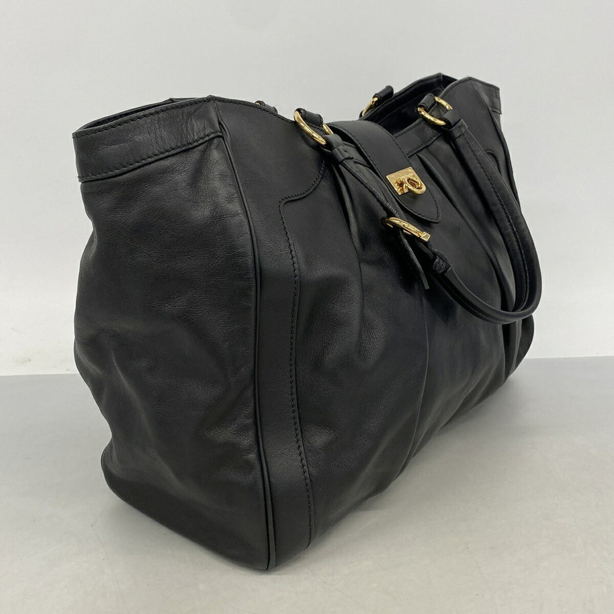 Salvatore Ferragamo Black Leather Tote Bag (Pre-Owned)