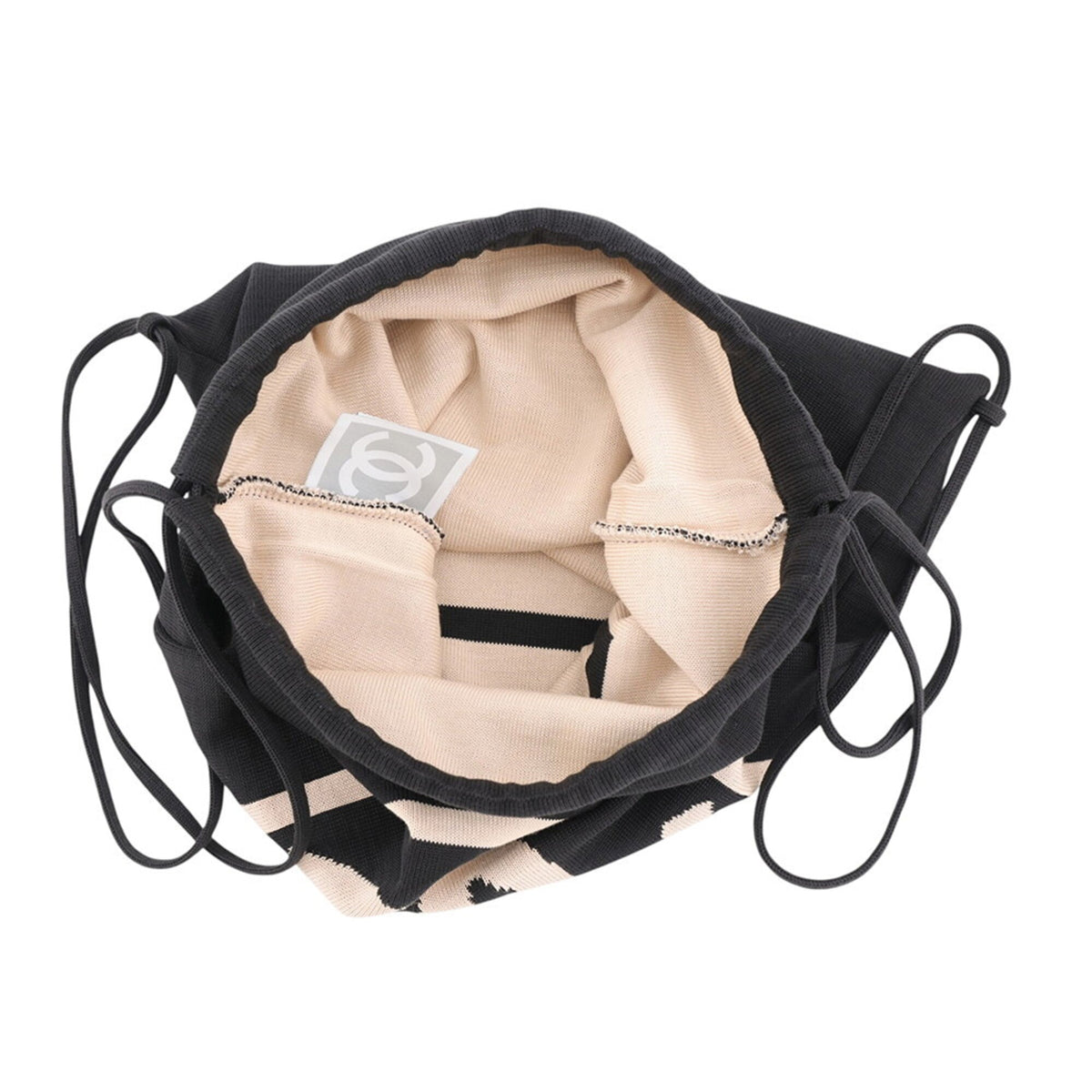 Chanel Beige Black Cotton Handbag (Pre-Owned)
