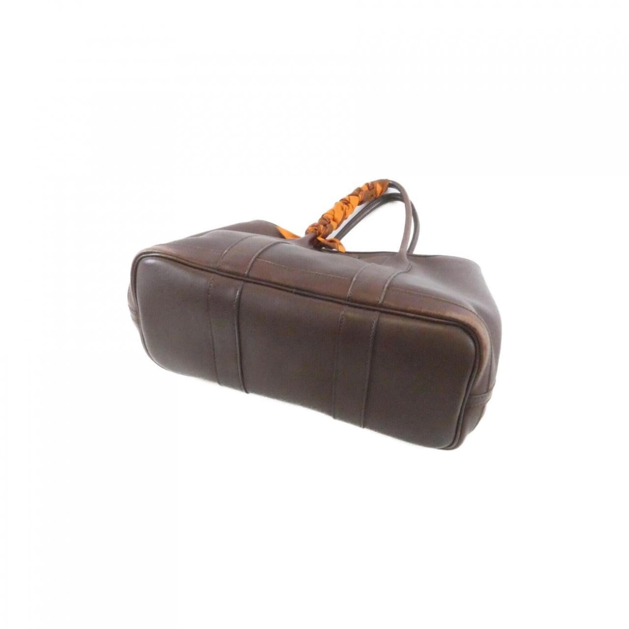 Hermes Brown Havane Swift Leather Silk Handbag (Pre-Owned)