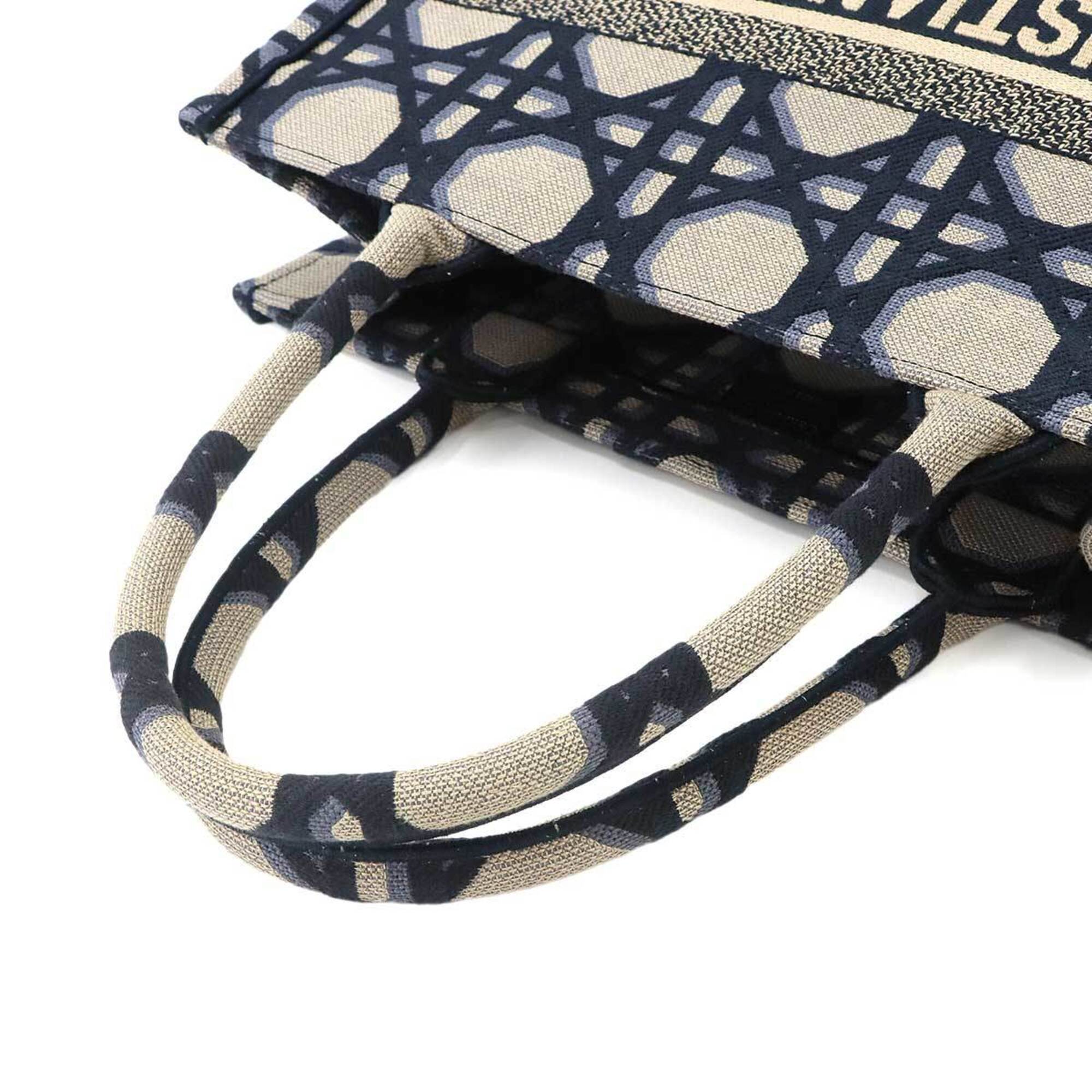 Christian Dior Beige Navy Canvas Handbag Tote Bag (Pre-Owned)