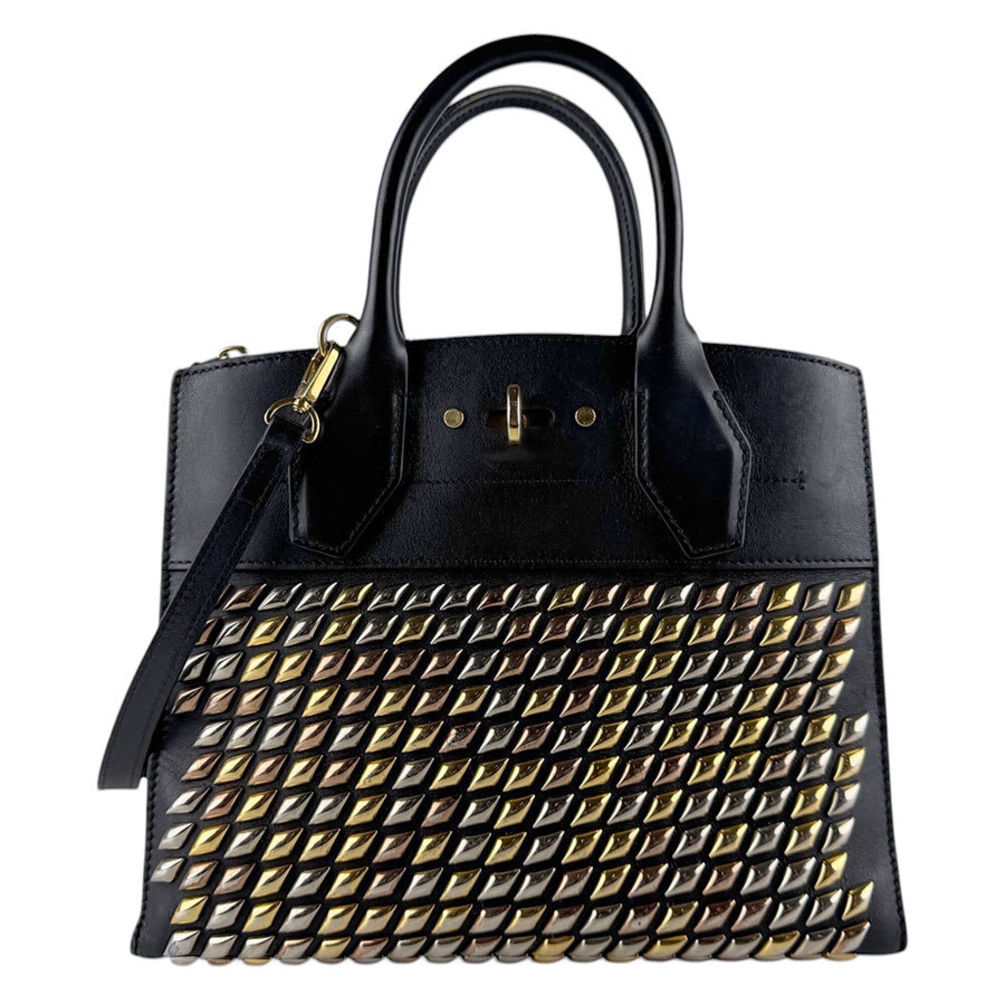 Louis Vuitton Black Leather Handbag Shoulder Bag (Pre-Owned)