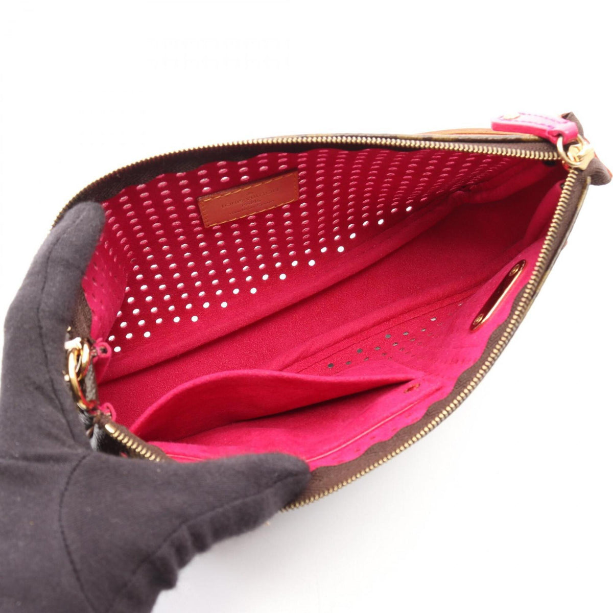 Louis Vuitton Brown Fuchsia Pink Coated Canvas Leather Handbag (Pre-Owned)