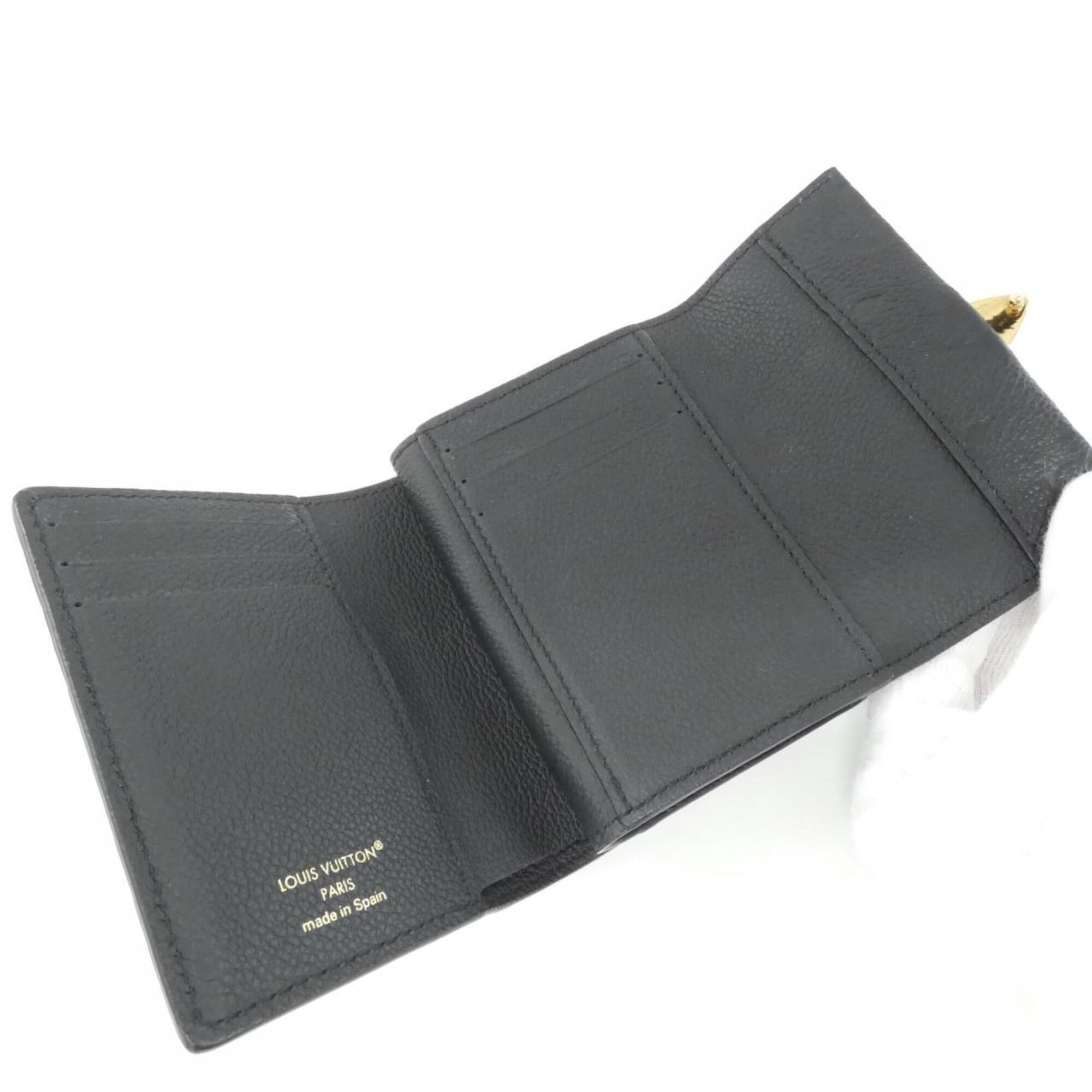 Louis Vuitton Black Leather Wallet (Tri-Fold) (Pre-Owned)