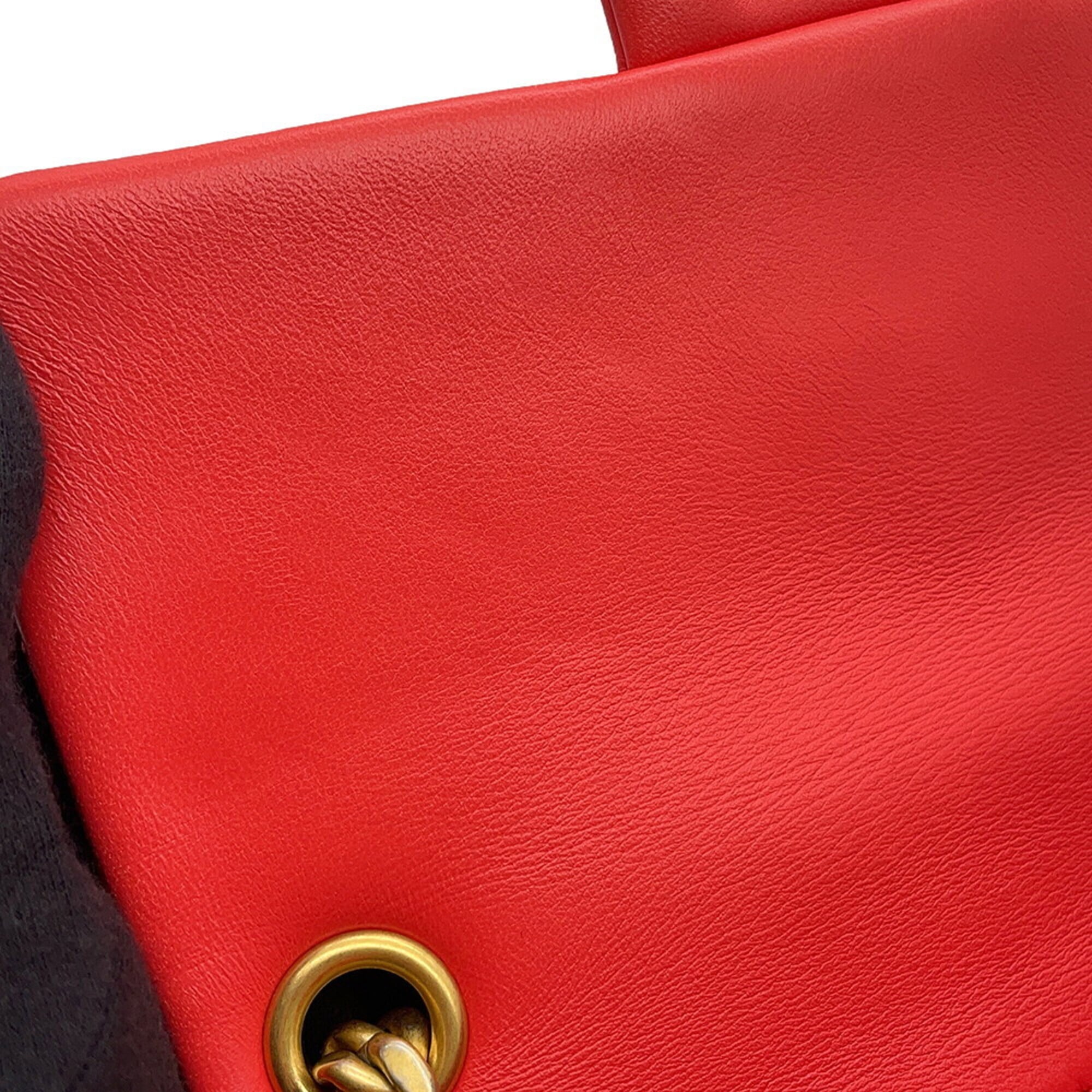 Chanel Coral Red Leather Handbag Shoulder Bag (Pre-Owned)