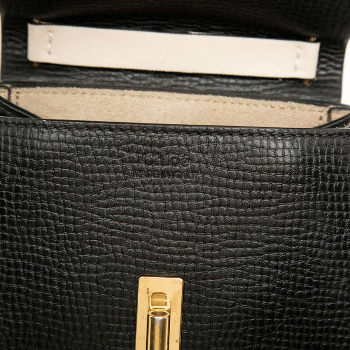 Chloé Drew Black White Leather Shoulder Bag (Pre-Owned)