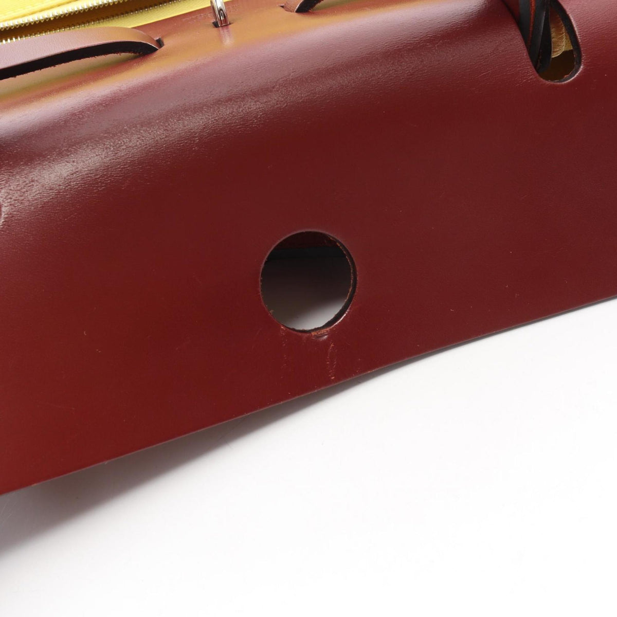 Hermes Bordeaux Lime Yellow Toile Officier Canvas Leather Handbag Pouch (Pre-Owned)