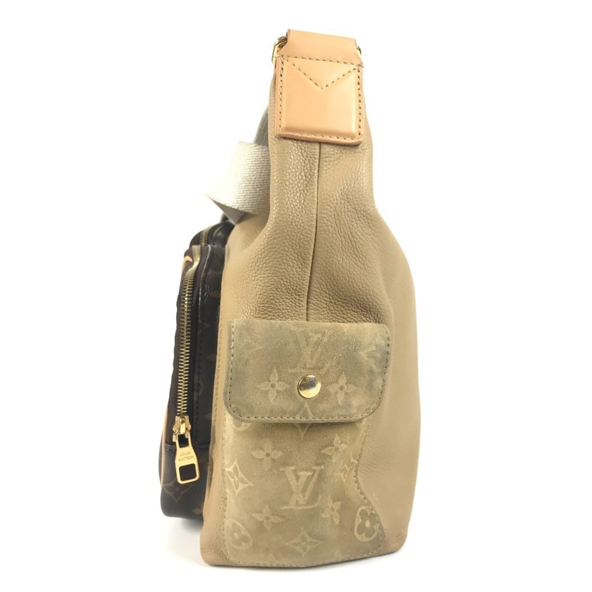 Louis Vuitton Beige Brown Monogram Canvas Leather Shoulder Bag (Pre-Owned)