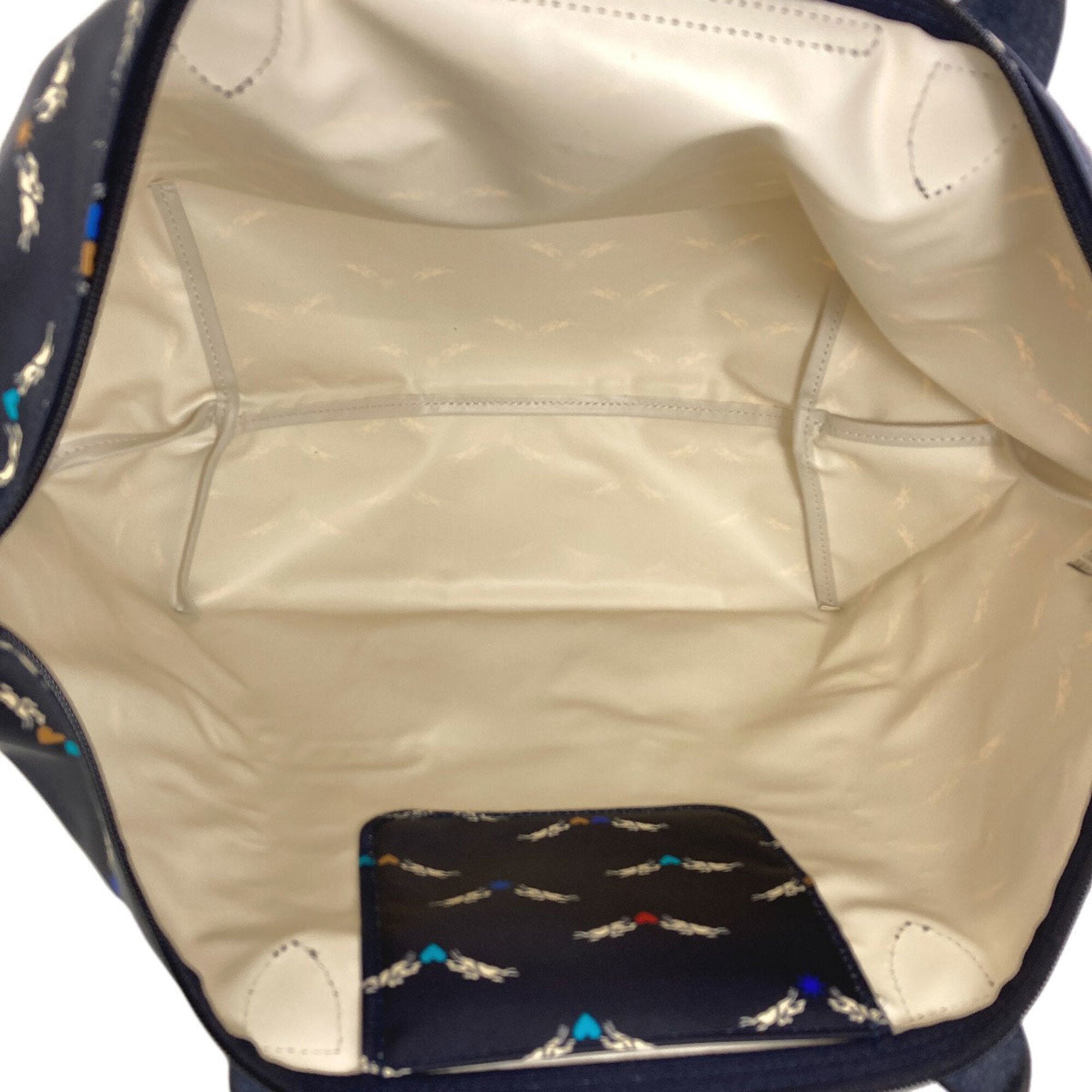 Longchamp Le Pliage Navy Nylon Leather Handbag (Pre-Owned)