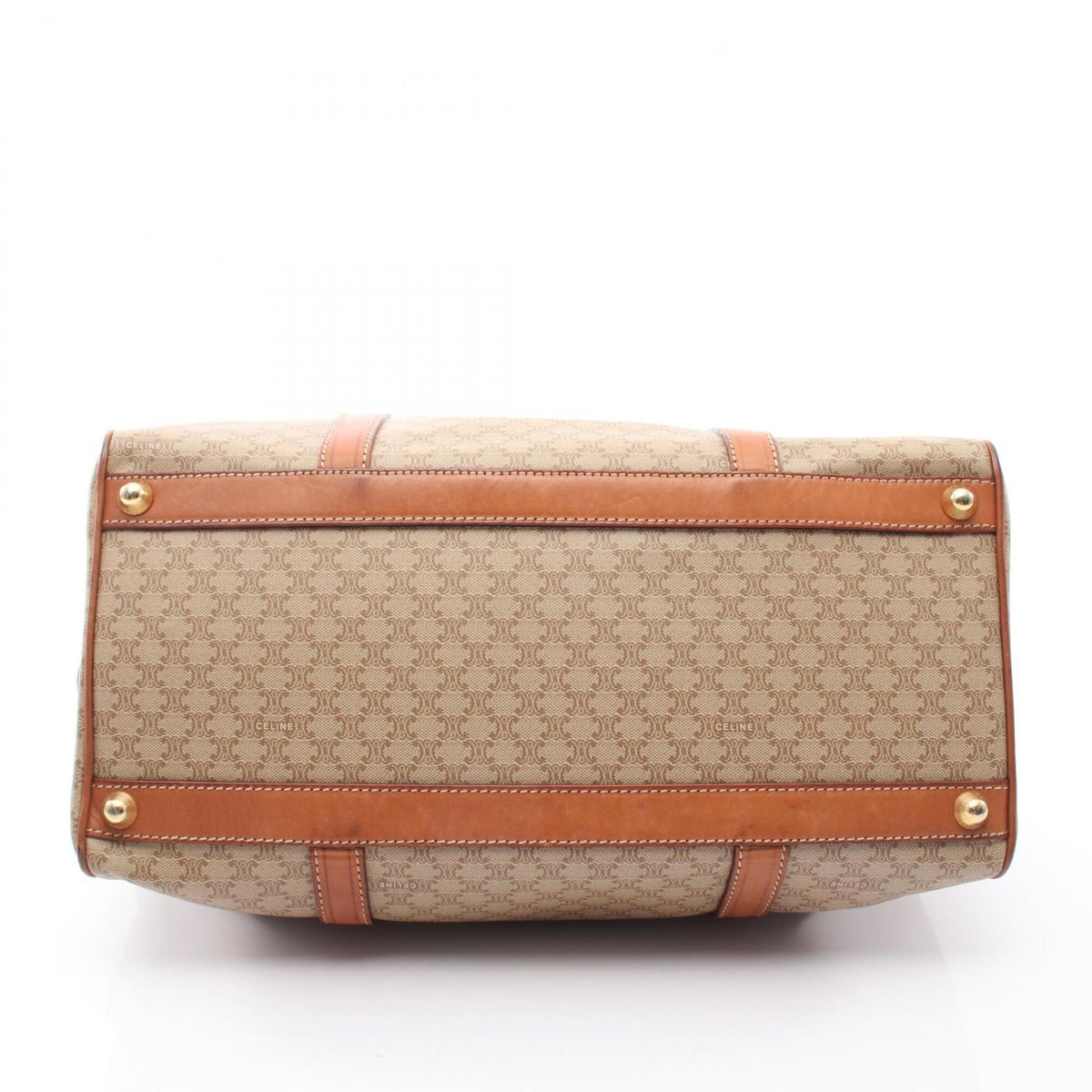 Celine Beige Brown Coated Canvas Leather Boston Bag Handbag (Pre-Owned)