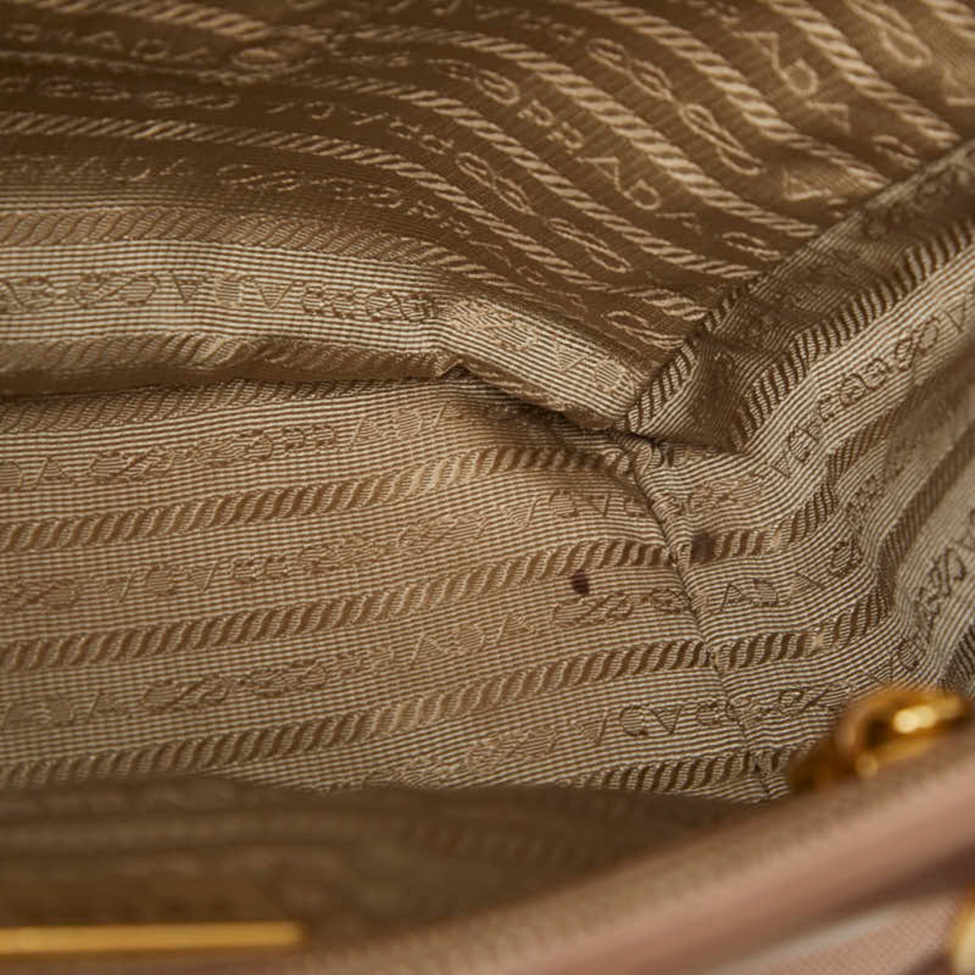 Prada Beige Saffiano Triangle Leather Handbag Shoulder Bag (Pre-Owned)