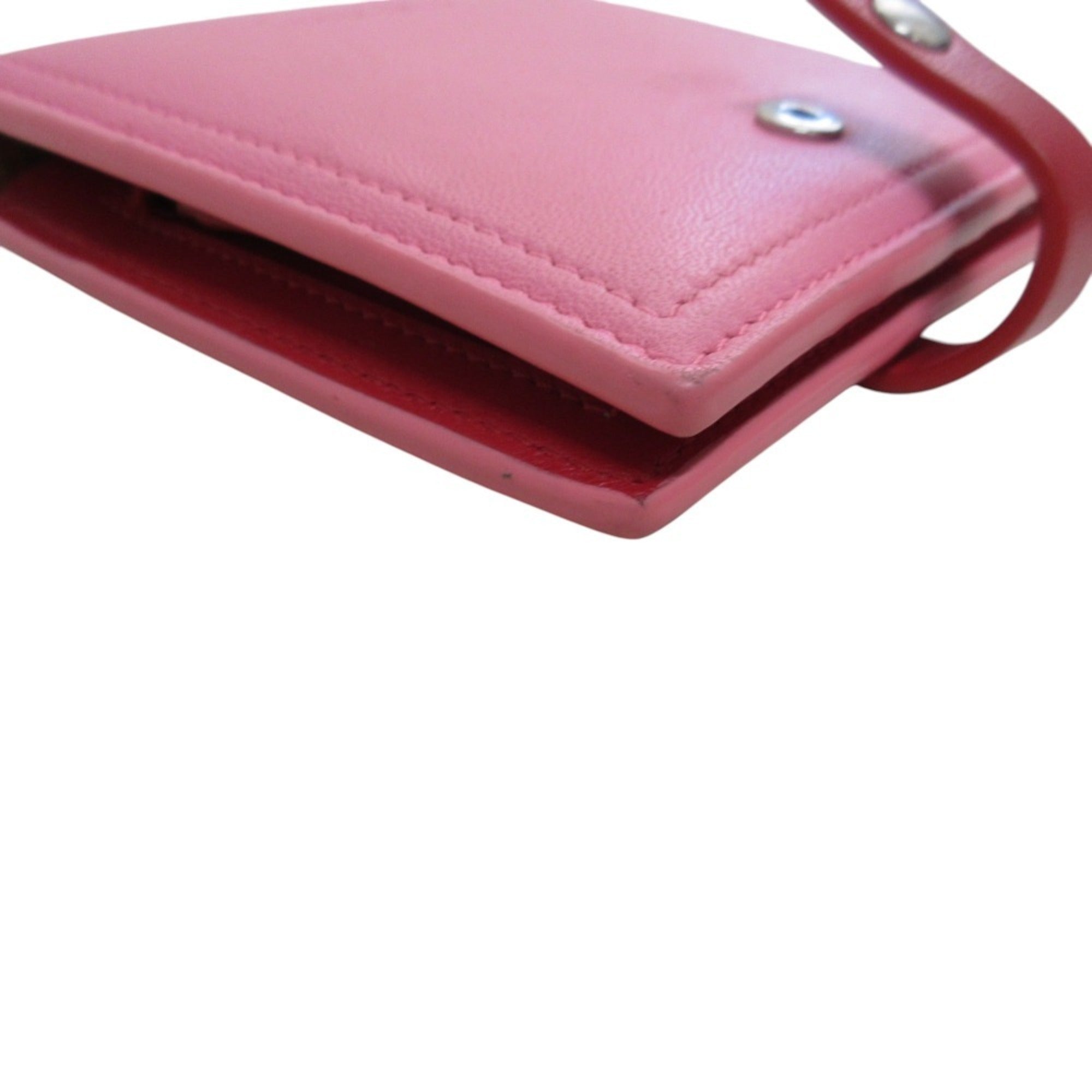 Bottega Veneta Pink Red Color Leather Wallet (Bi-Fold) (Pre-Owned)