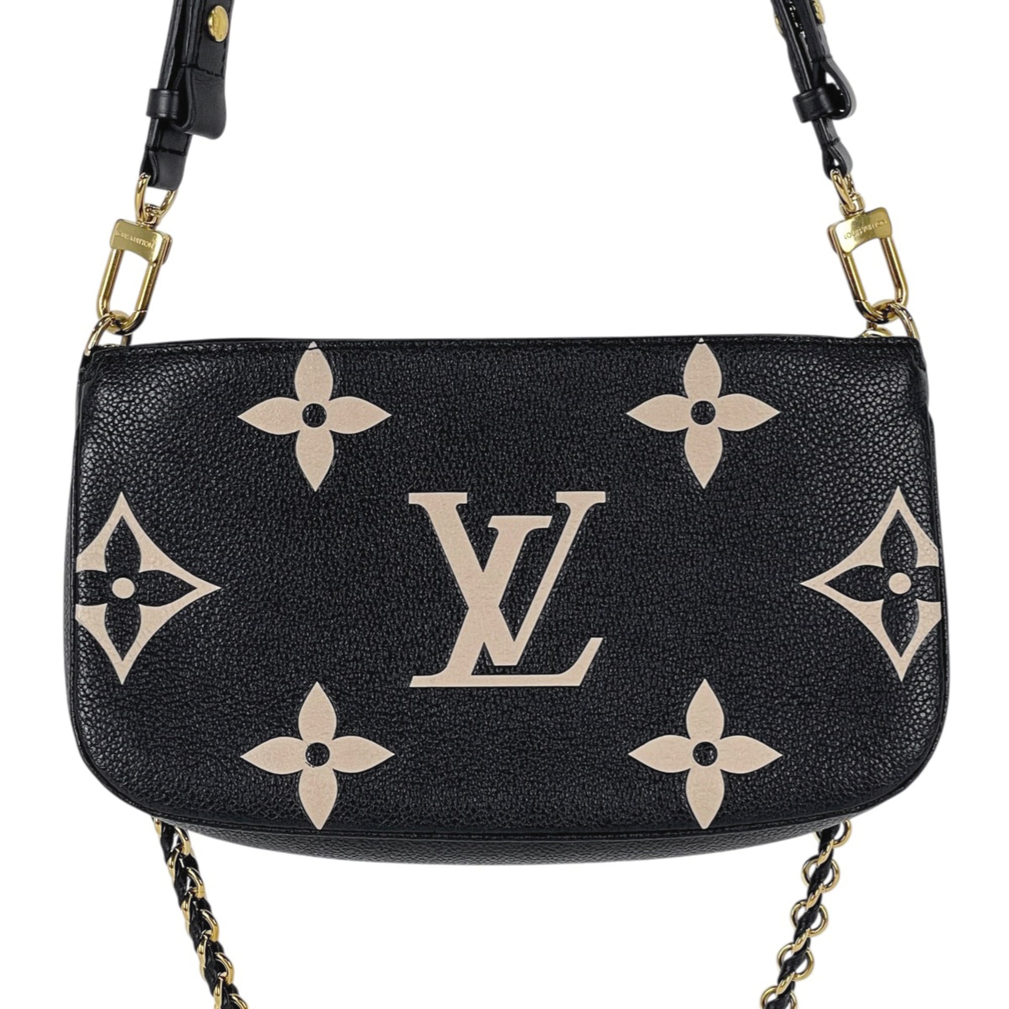 Louis Vuitton Beige Black Monogram Empreinte Pochette Shoulder Bag (Pre-Owned)