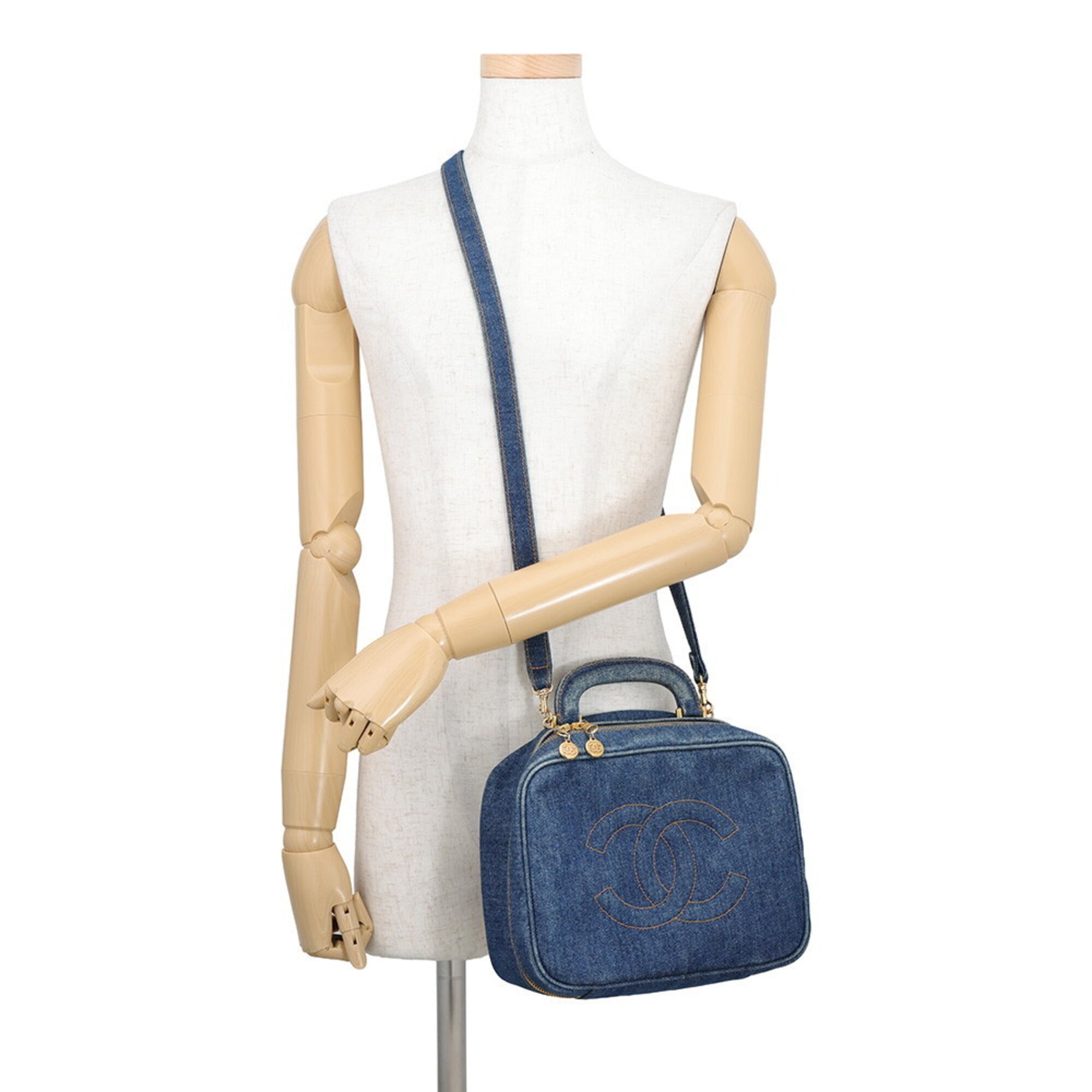 Chanel Blue Denim Handbag Shoulder Bag Vanity Bag (Pre-Owned)