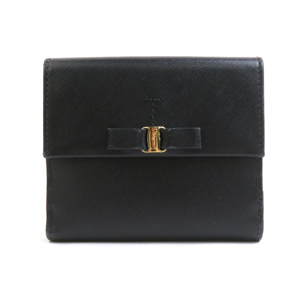 Salvatore Ferragamo Black Leather Wallet (Bi-Fold) (Pre-Owned)