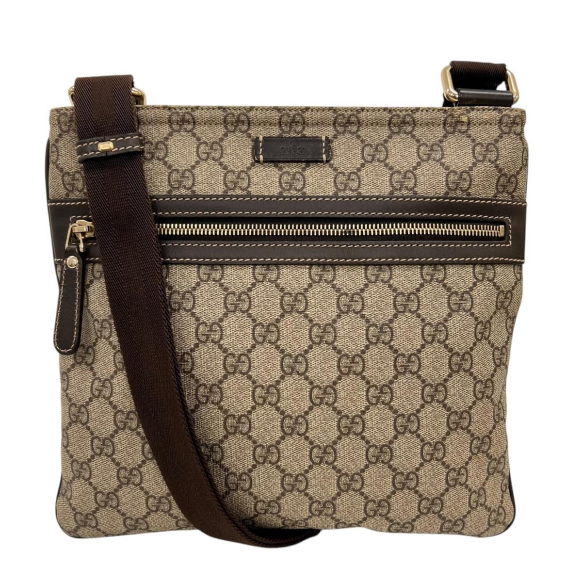 Gucci Brown Gg Supreme Canvas Crossbody Bag Messenger Bag (Pre-Owned)