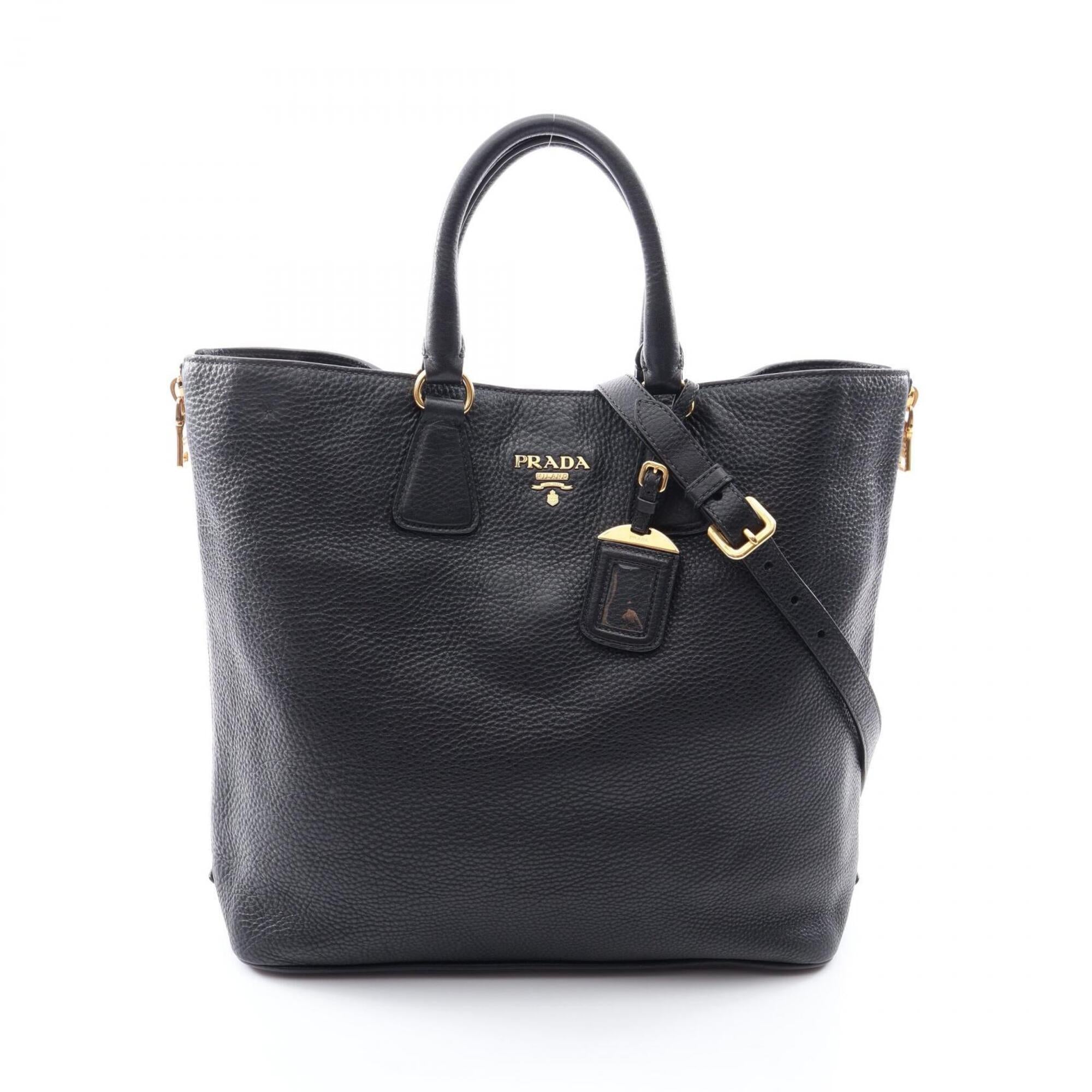 Prada Black Leather Handbag Tote Bag (Pre-Owned)