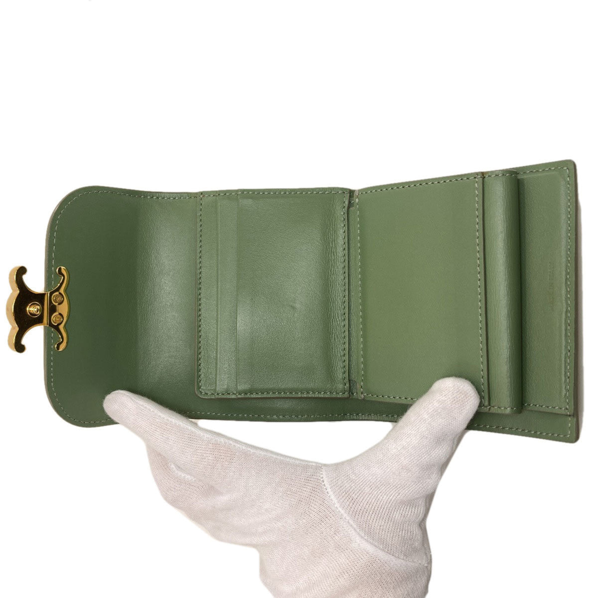 Celine Green Leather Wallet (Bi-Fold) (Pre-Owned)