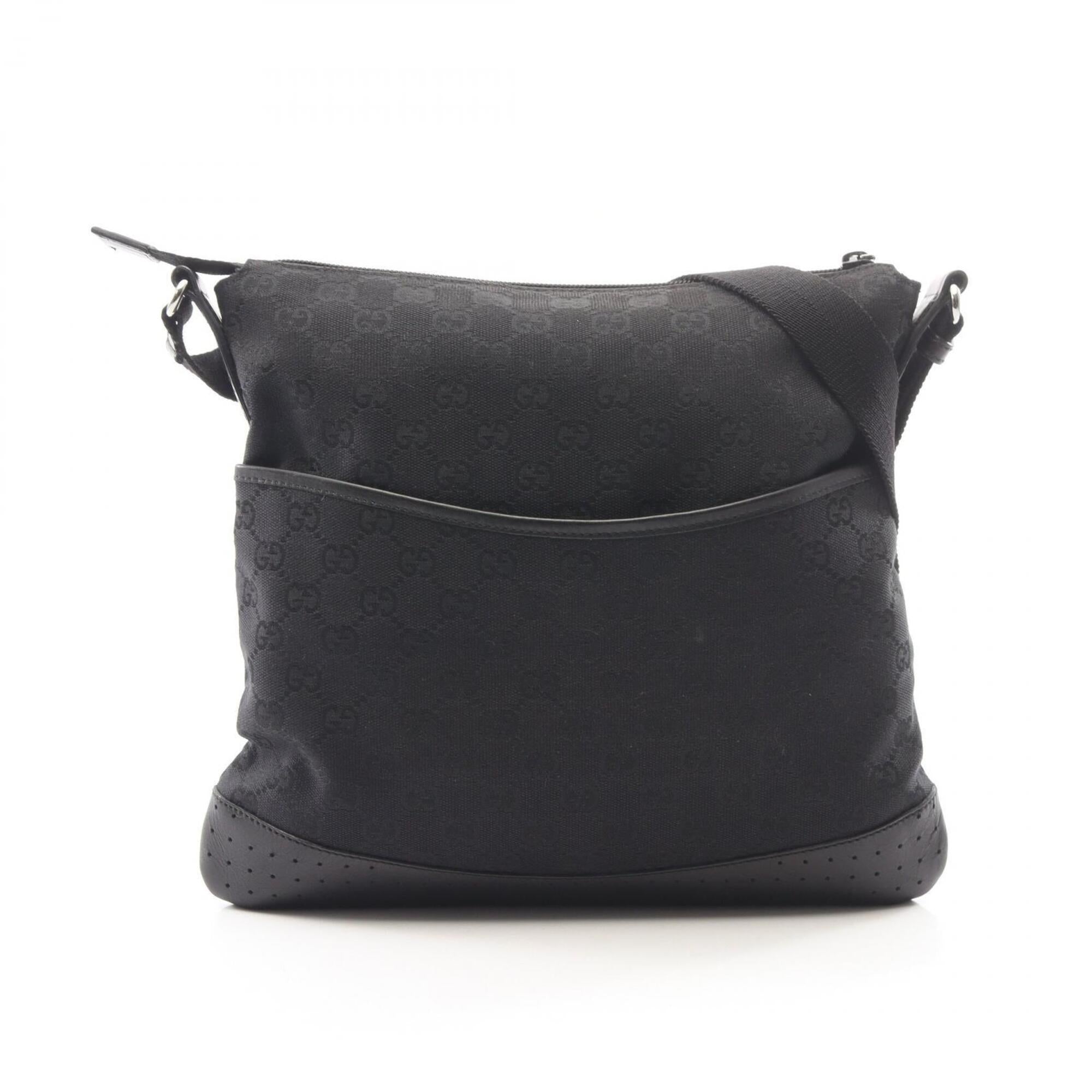 Gucci Black Gg Canvas Leather Handbag Shoulder Bag (Pre-Owned)