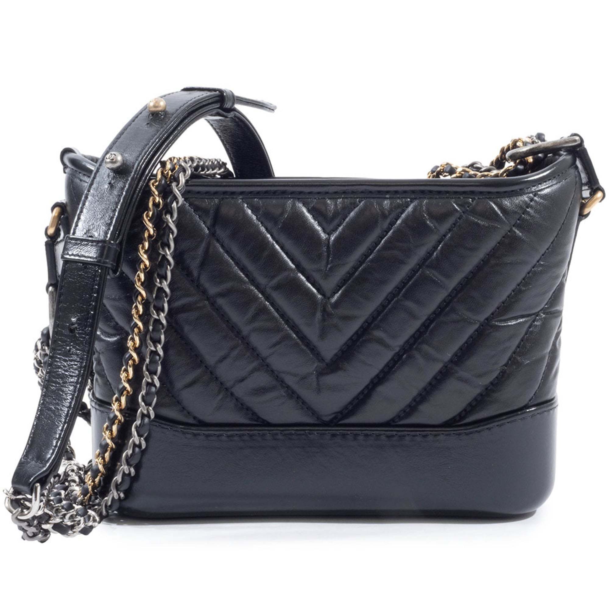Chanel Gabriel Black Leather Shoulder Bag (Pre-Owned)