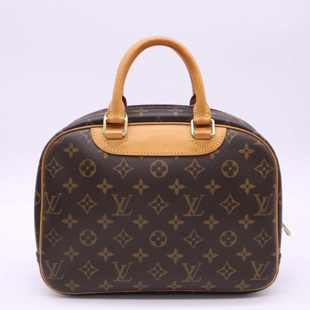 Louis Vuitton Monogram Beige Brown Coated Canvas Leather Handbag (Pre-Owned)