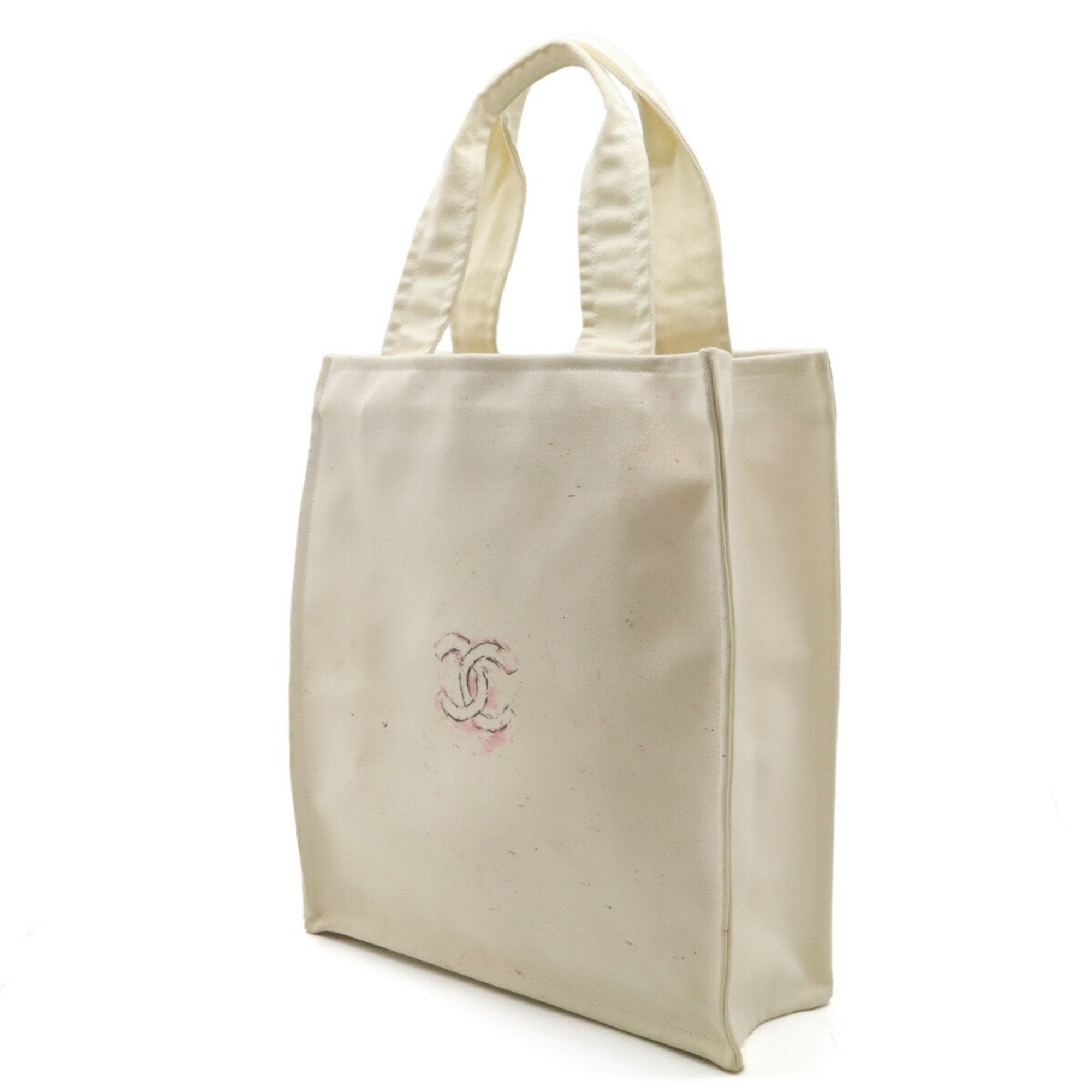 Chanel Ivory Canvas Shoulder Bag Tote Bag (Pre-Owned)