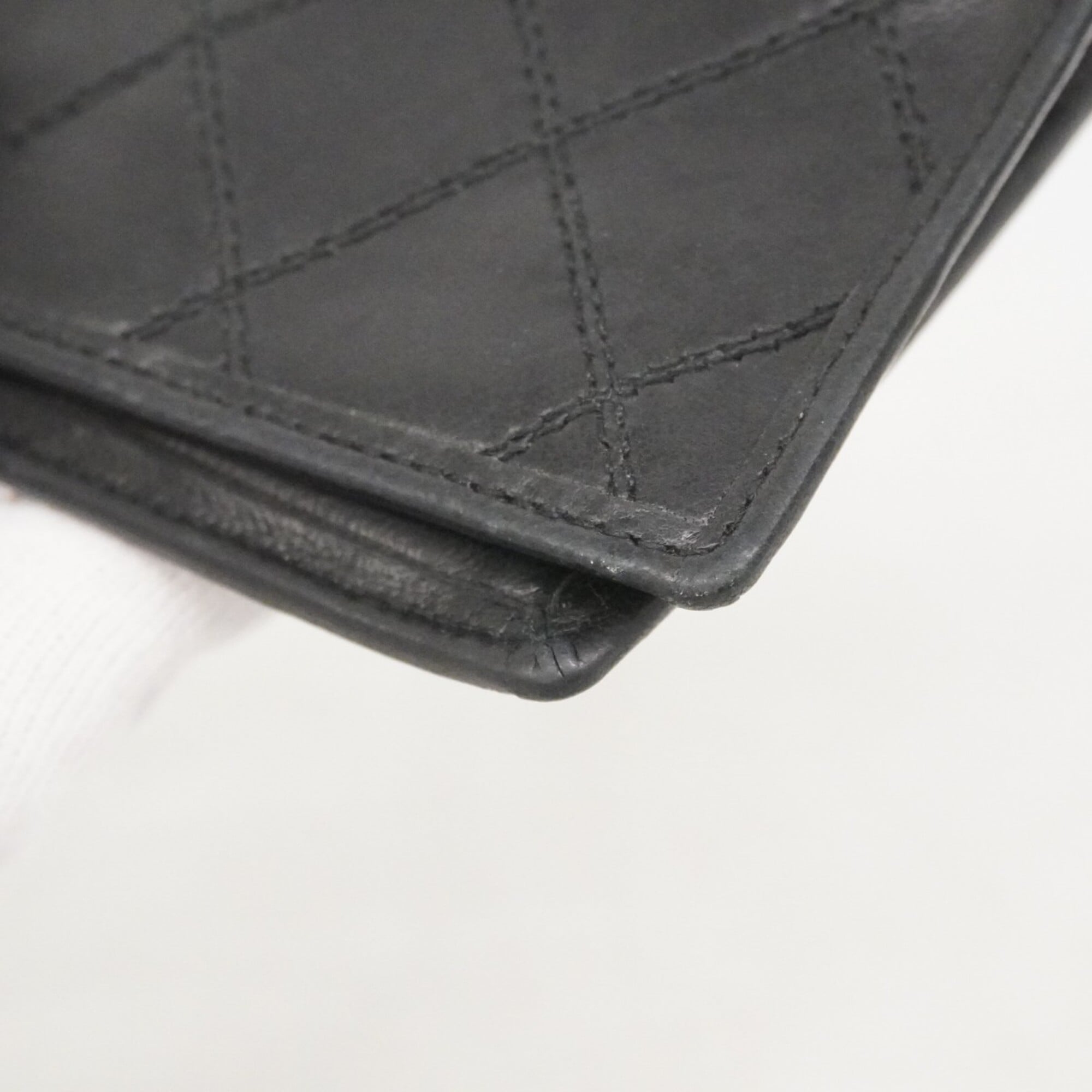 Chanel Black Leather Bill Wallet (Bi-Fold) (Pre-Owned)