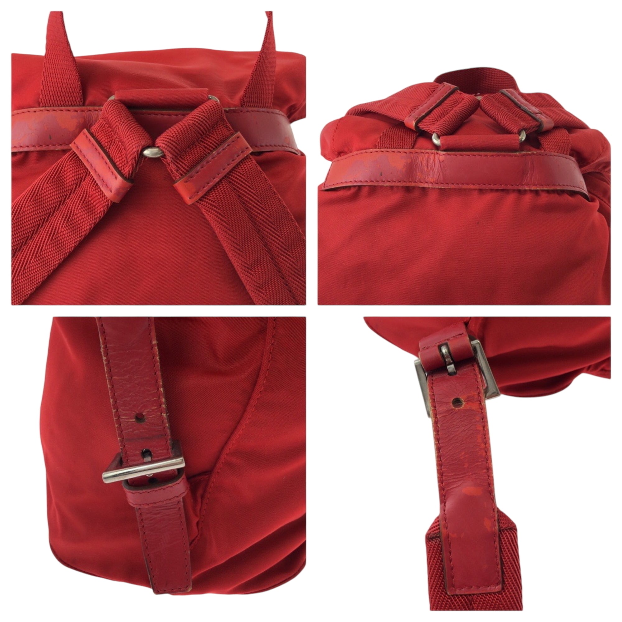 Prada Red Color Nylon Backpack (Pre-Owned)