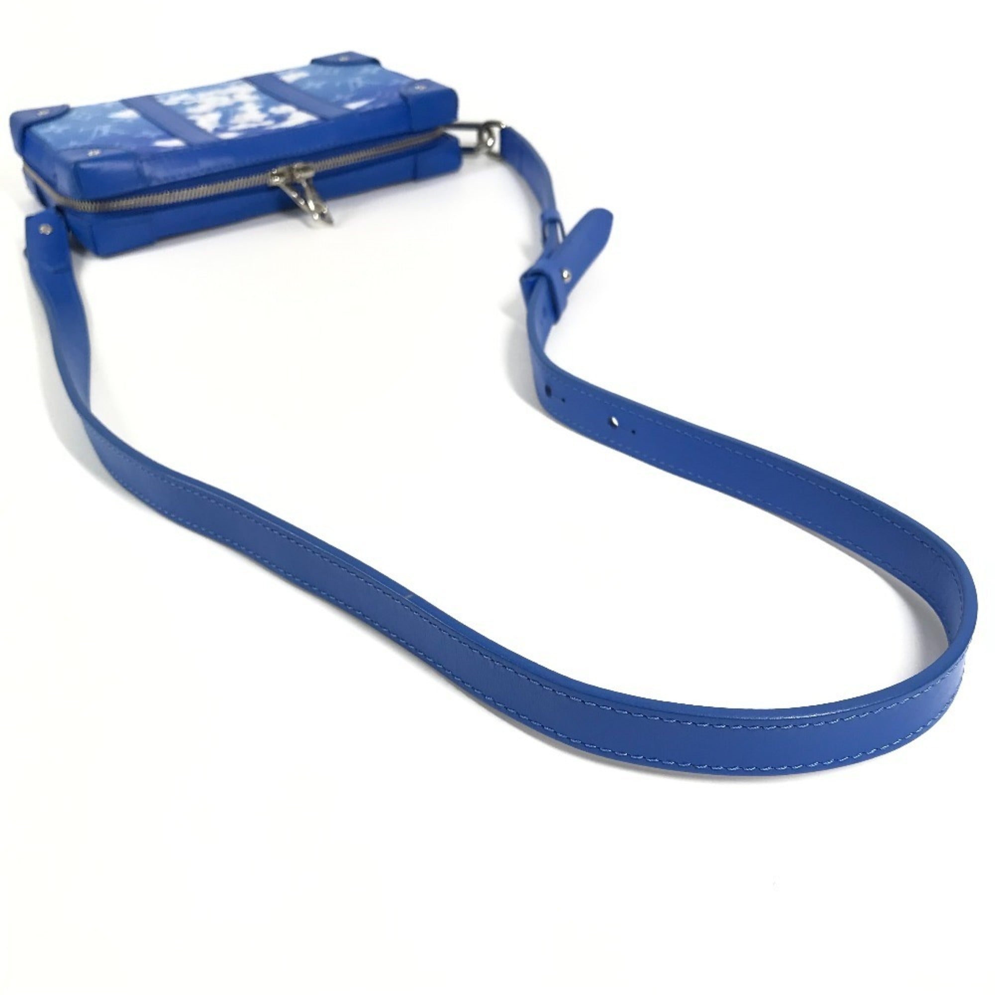 Louis Vuitton Blue White Leather Clutch Bag Pochette Shoulder Bag (Pre-Owned)