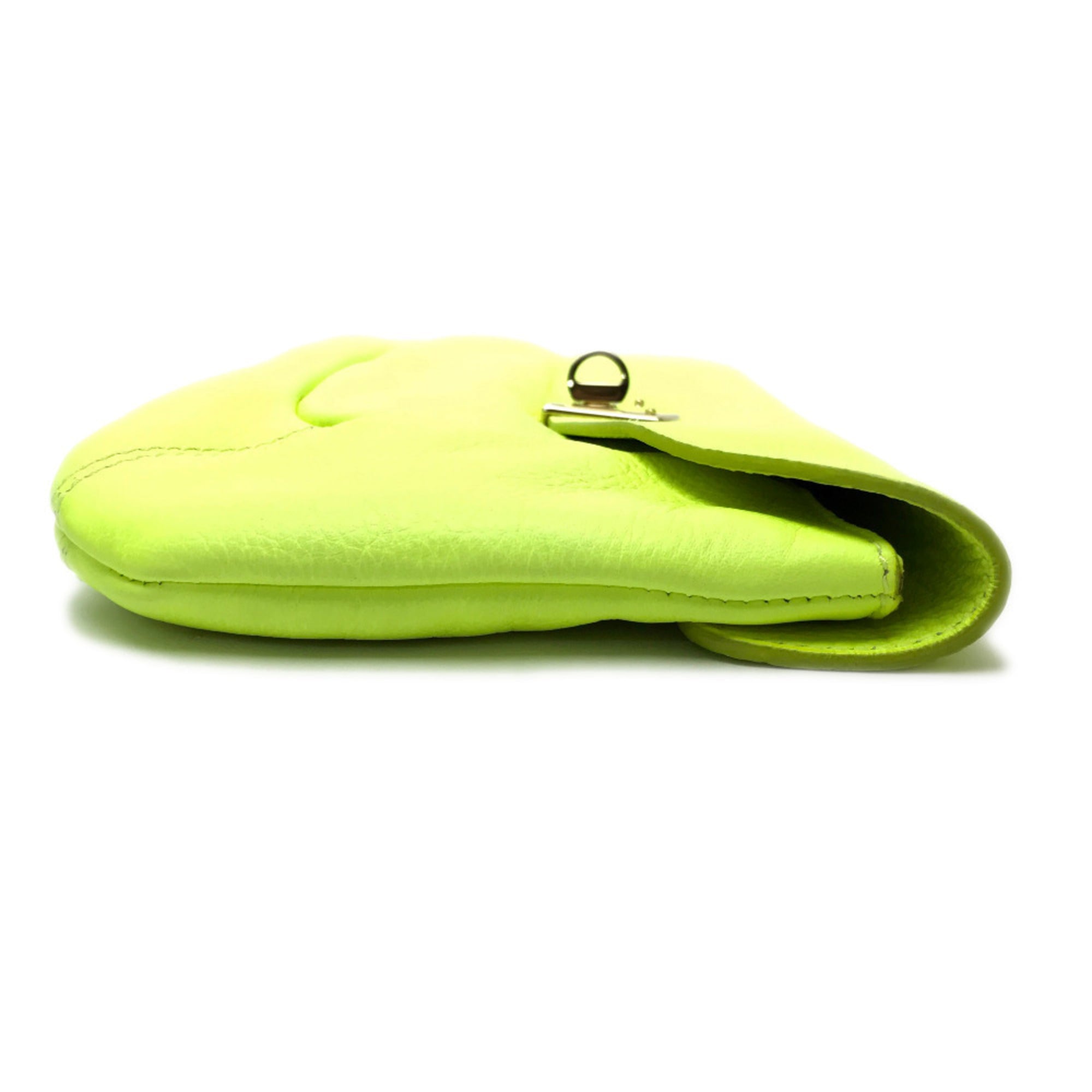 Sergio Rossi Fluorescent Yellow Leather Clutch Bag (Pre-Owned)
