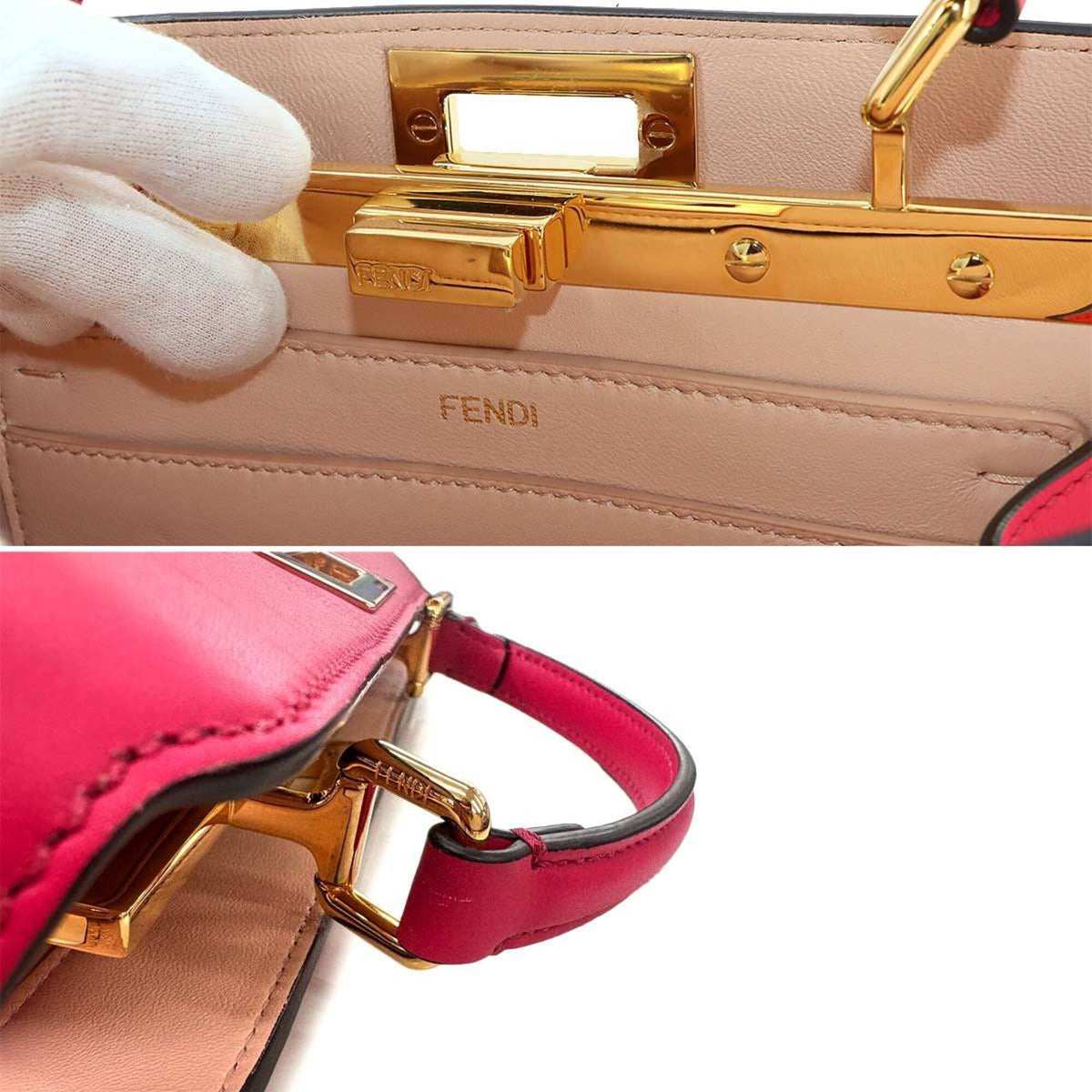 Fendi Peekaboo Pink Leather Handbag (Pre-Owned)