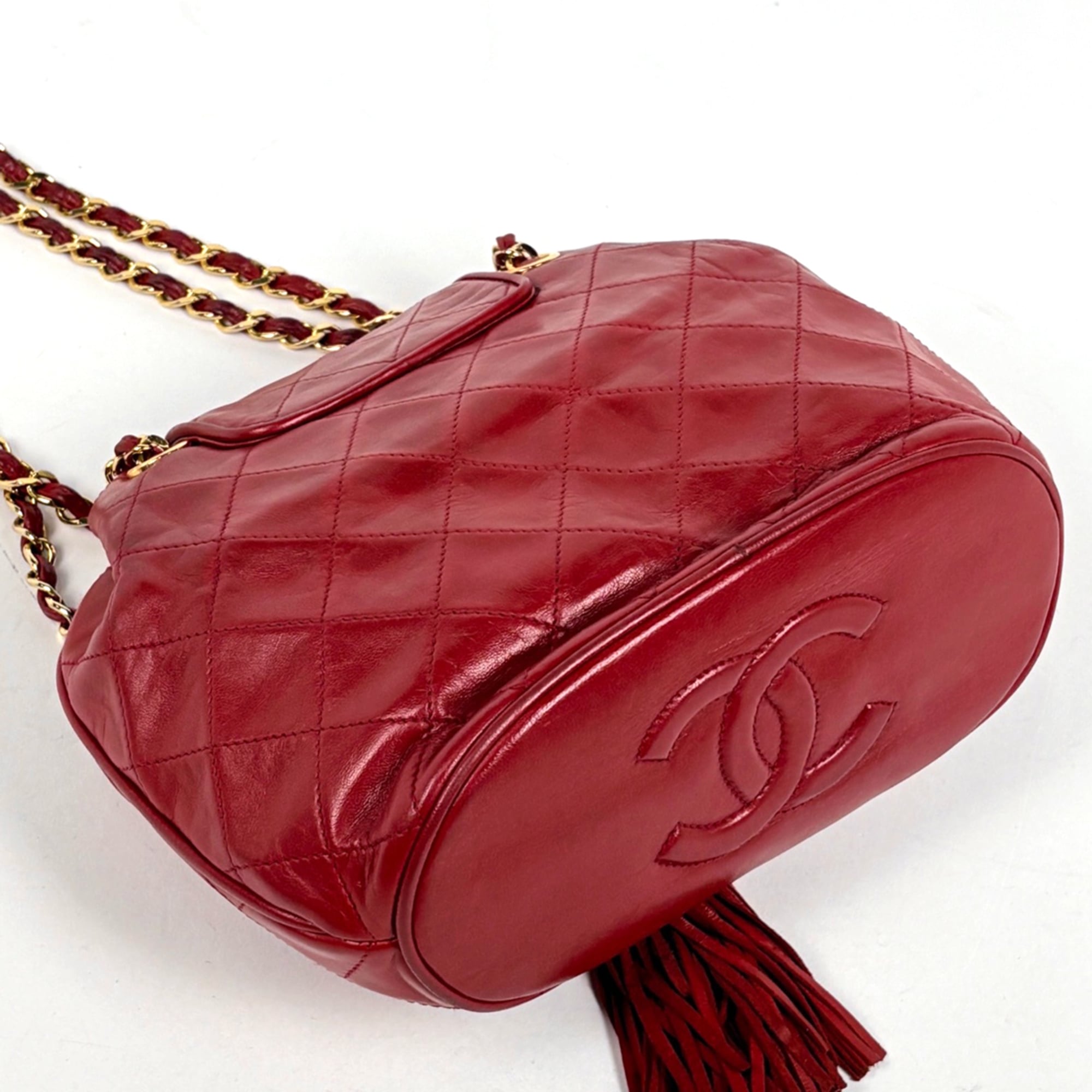 Chanel Red Color Leather Shoulder Bag (Pre-Owned)