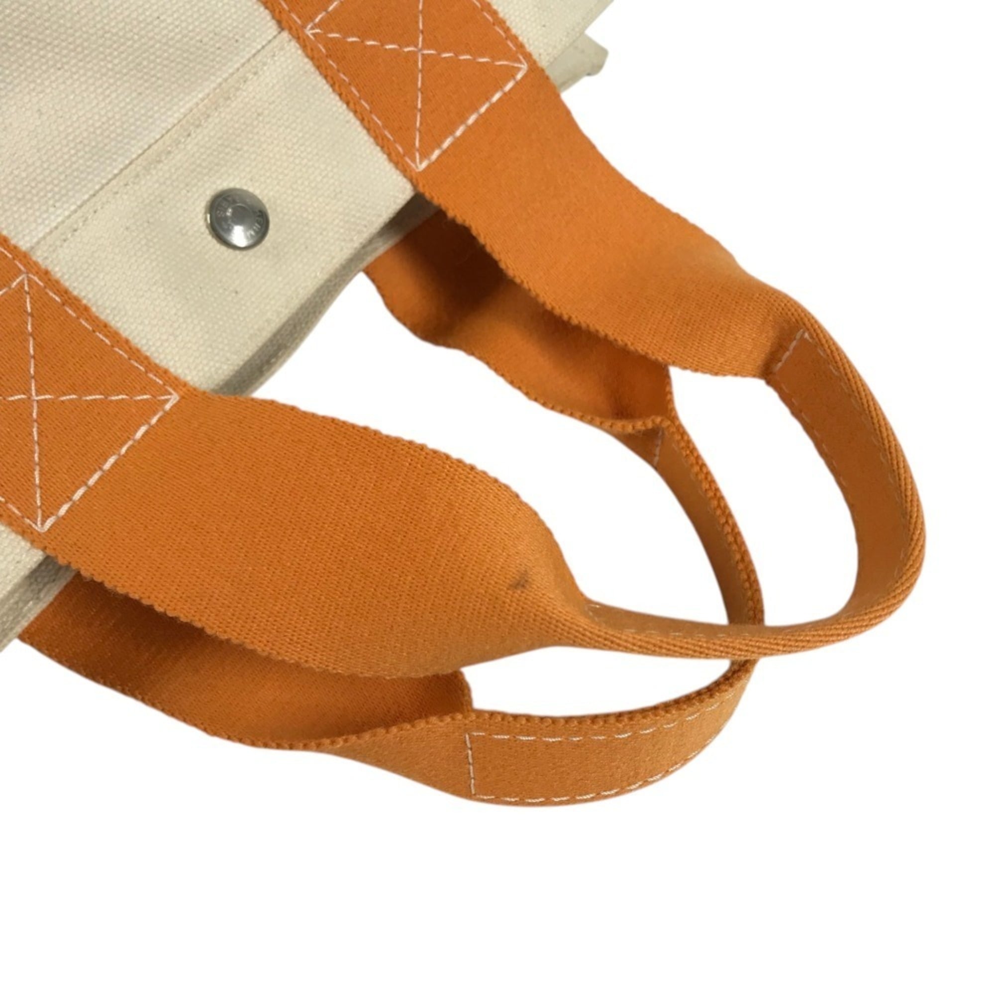 Hermes Ivory Orange Cotton Handbag Tote Bag (Pre-Owned)