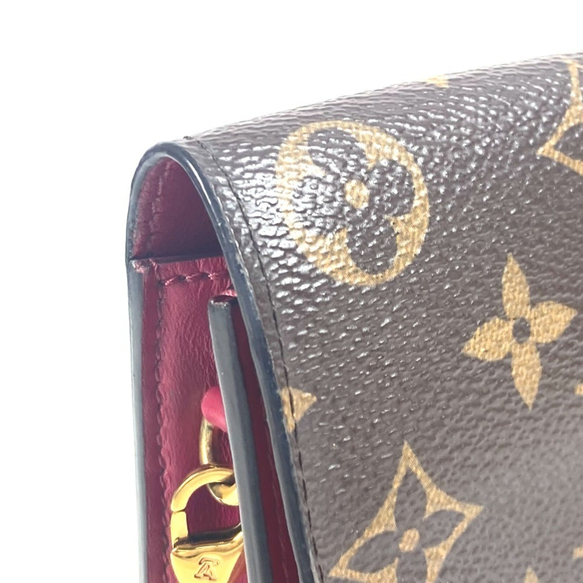 Louis Vuitton Brown Fuchsia Pink Monogram Clutch Bag Shoulder Bag (Pre-Owned)