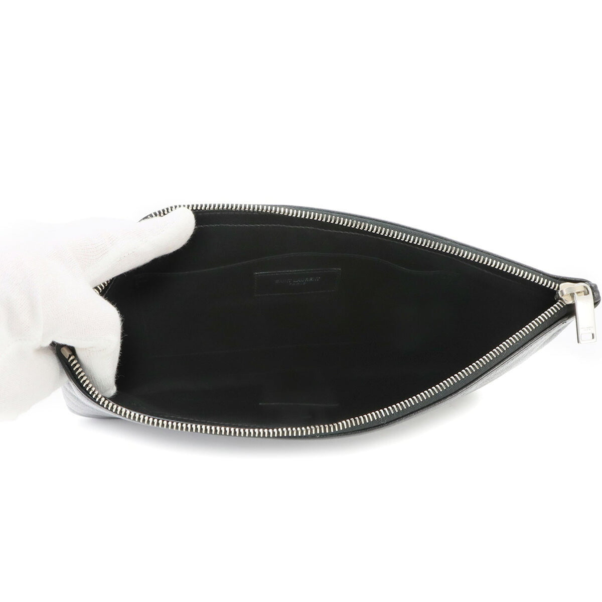 Saint Laurent Black Leather Clutch Bag Handbag (Pre-Owned)