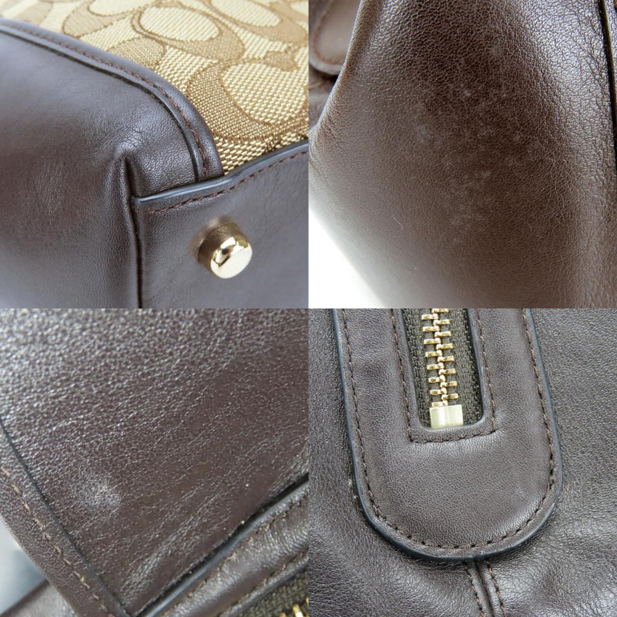 Coach Dark Brown Canvas Leather Tote Bag (Pre-Owned)
