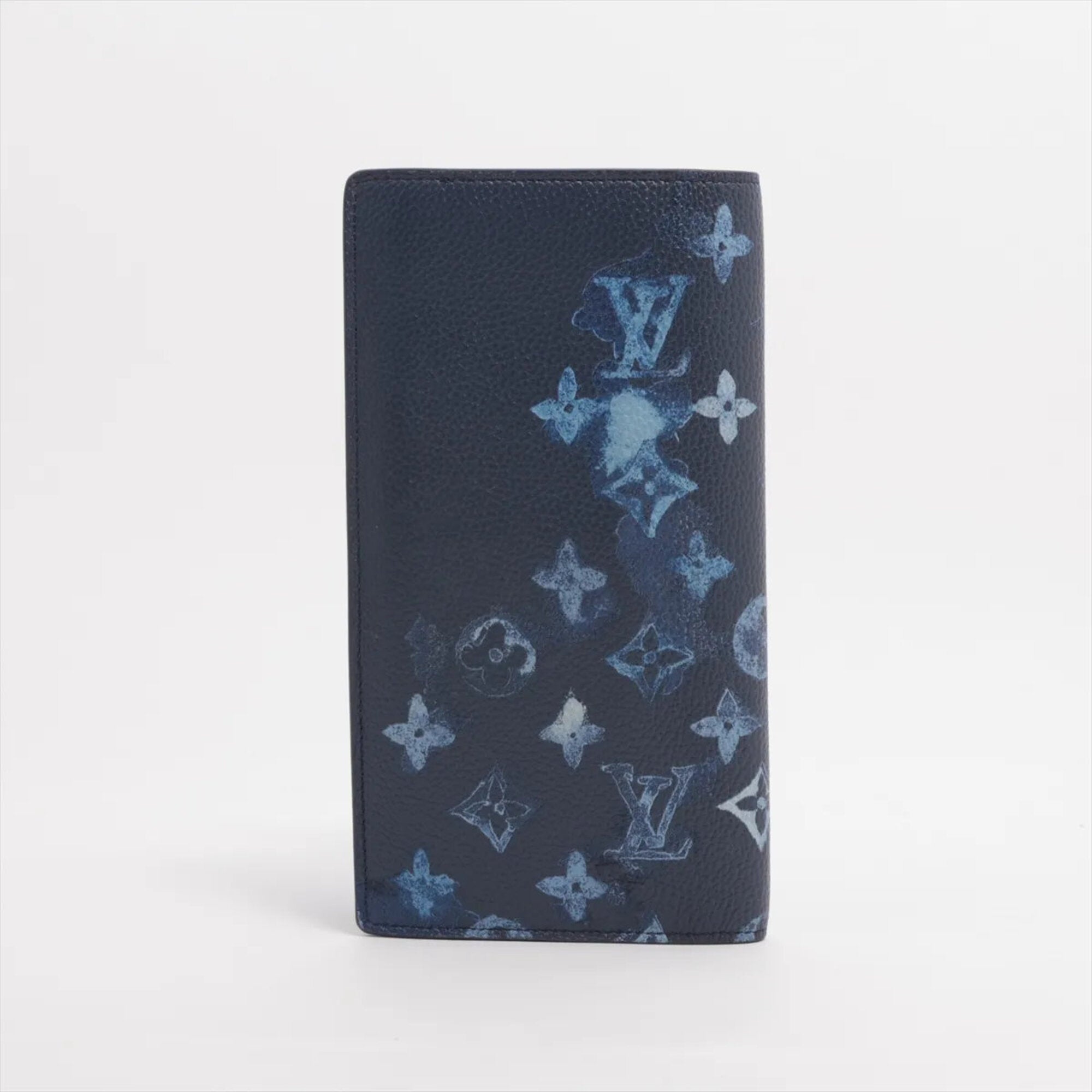 Louis Vuitton Navy Leather Coated Canvas Long Wallet (Bi-Fold) (Pre-Owned)